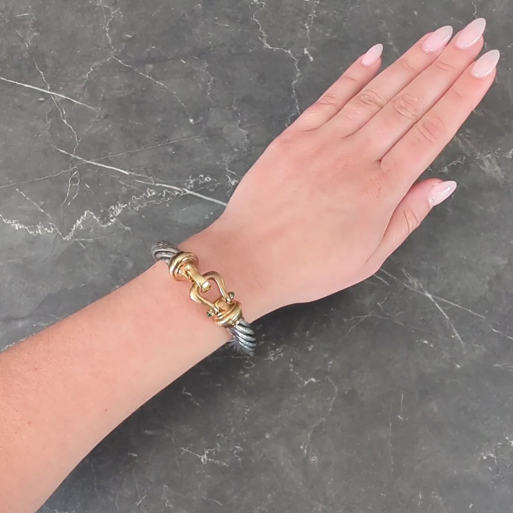 1990's David Yurman 14K Gold Silver Vintage Classic Cable Bangle Bracelet