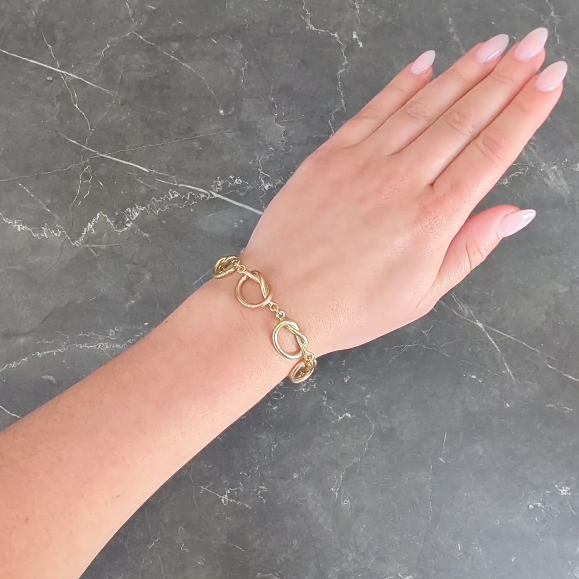 Retro 14 Karat Two-Tone Rose Yellow Gold Vintage Love Knot Bracelet