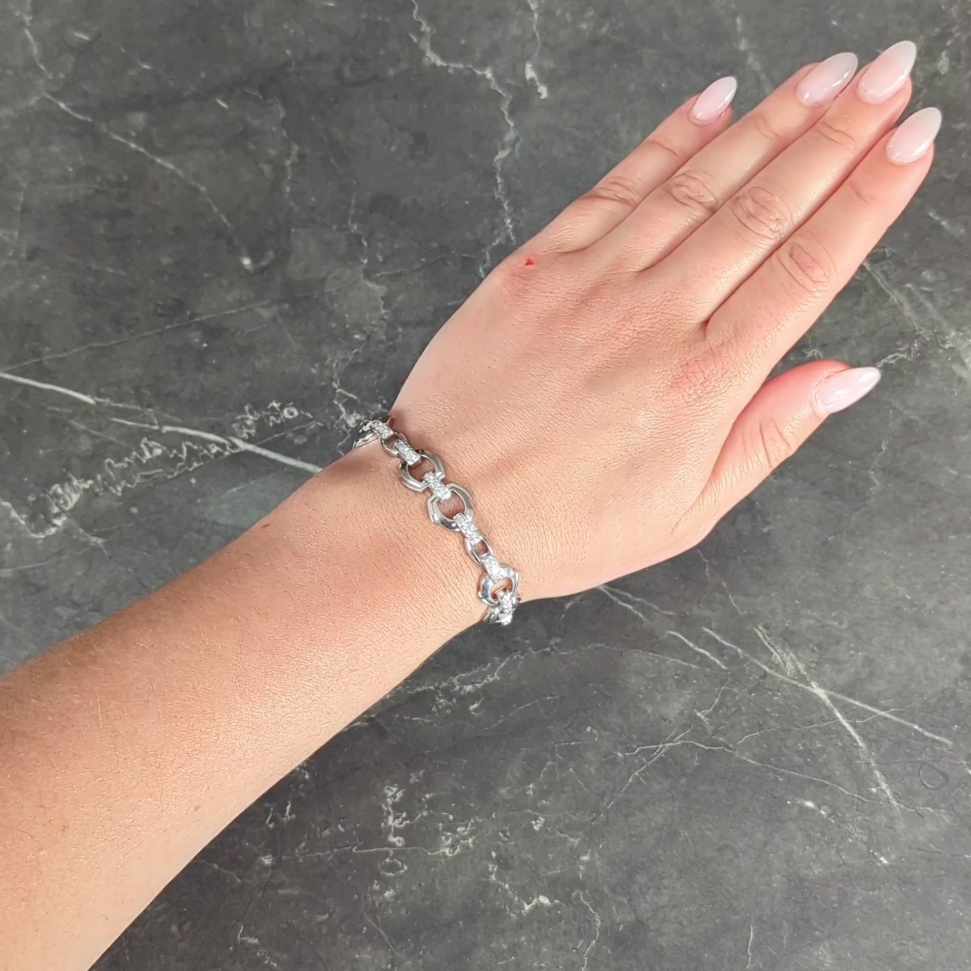 Bailey Banks & Biddle Deco 2.25 CTW Diamond Platinum Vintage Stirrup Bracelet