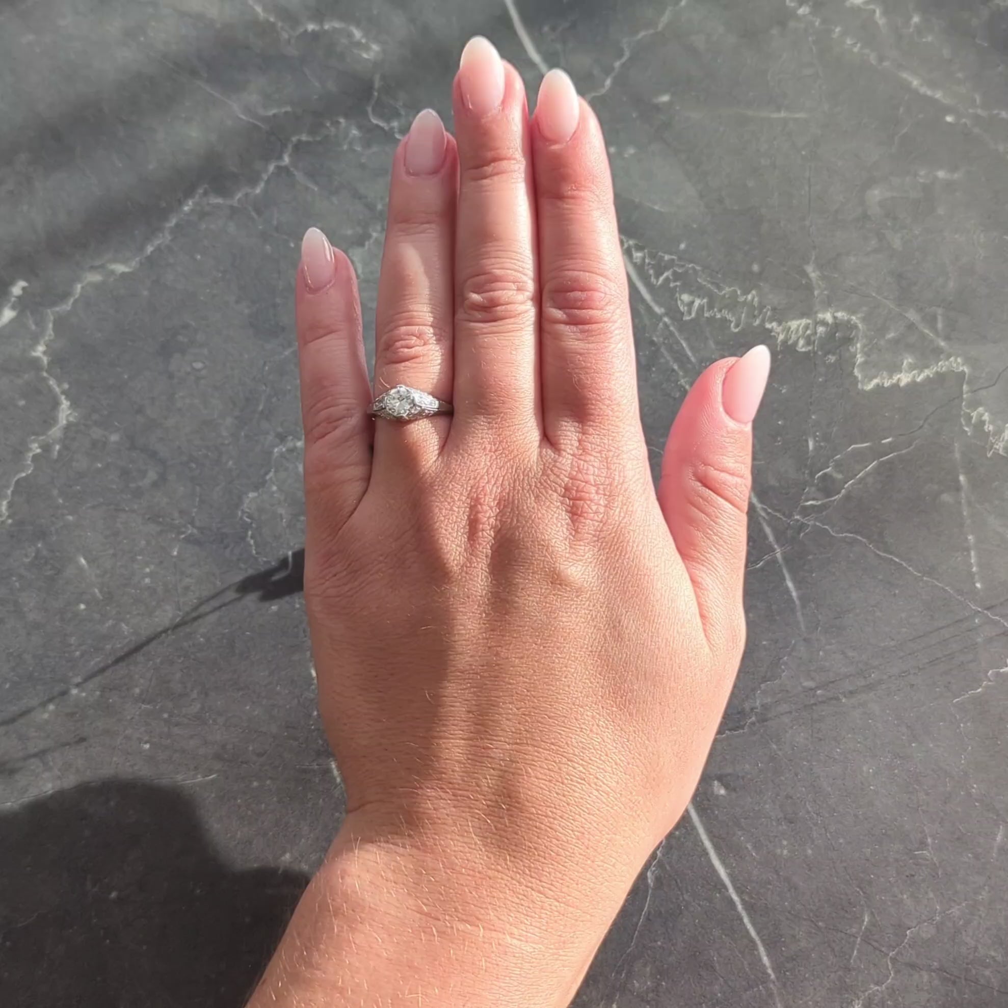 Art Deco 1.14 CTW Diamond Platinum Vintage Bombé Engagement Ring