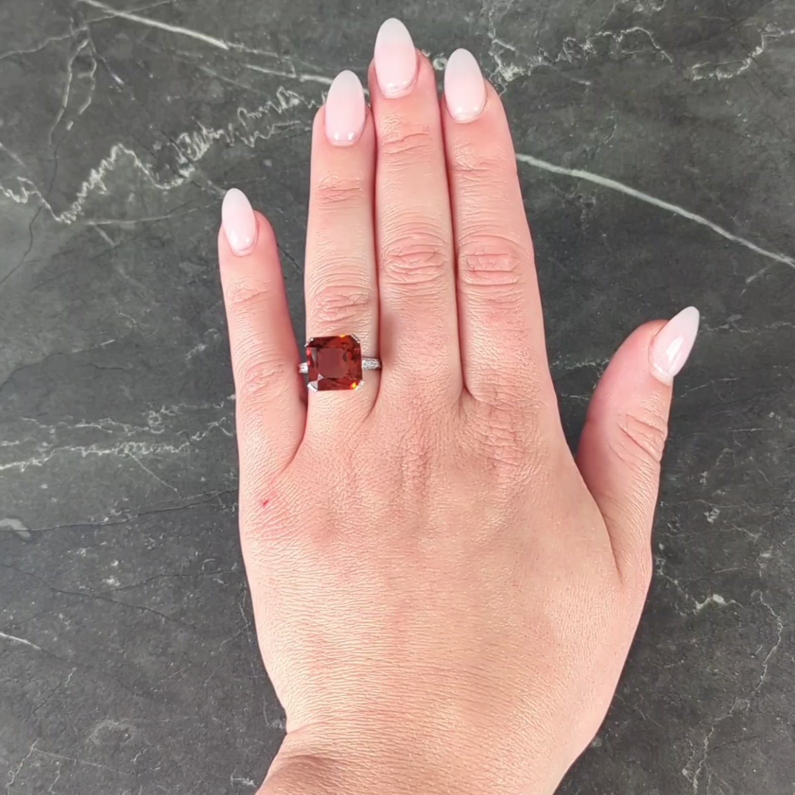 Art Deco 7.28 CTW Citrine Diamond Platinum Vintage Wheat Cocktail Ring