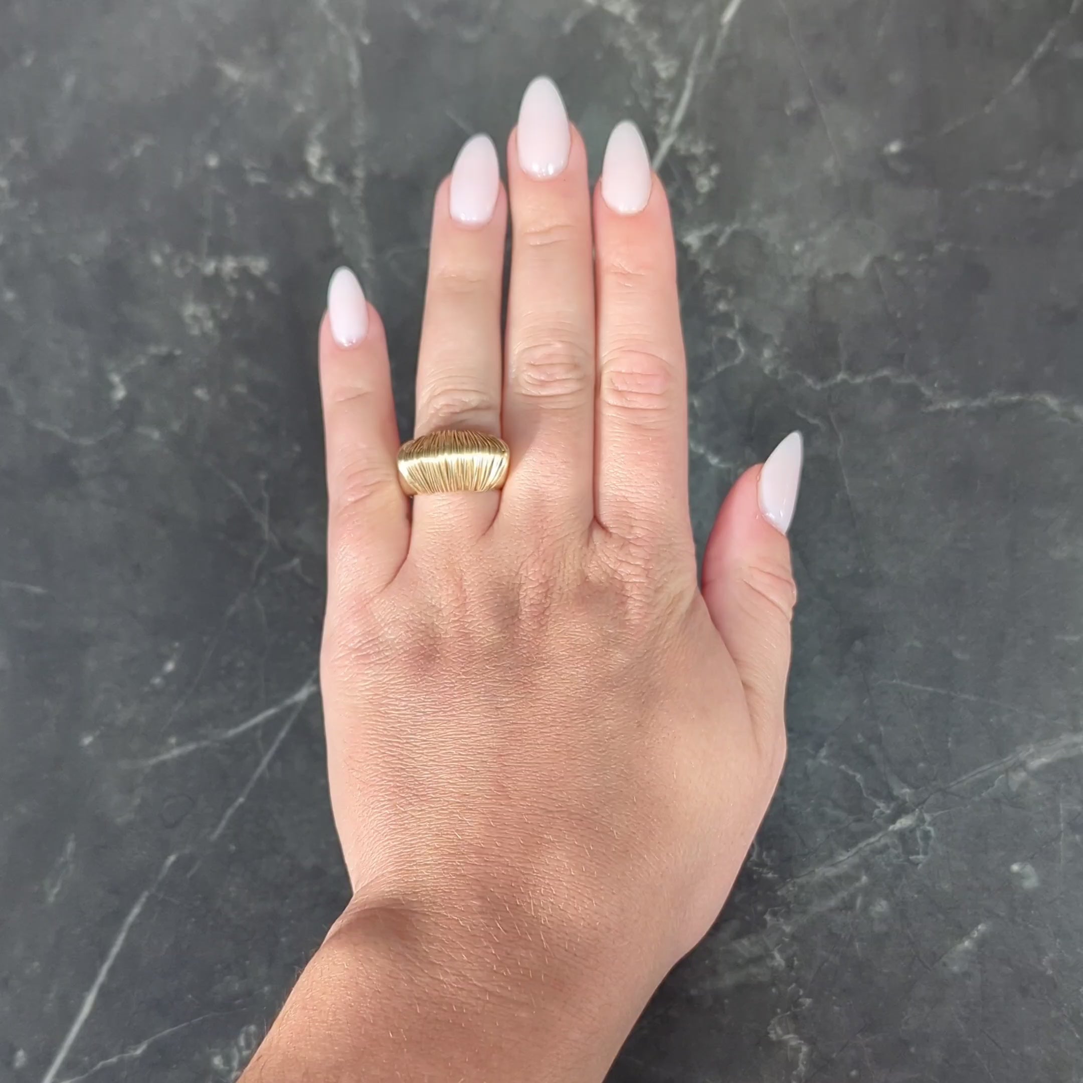 1960's Modernist 18 Karat Yellow Gold Wire Wrapped Domed Vintage Ring