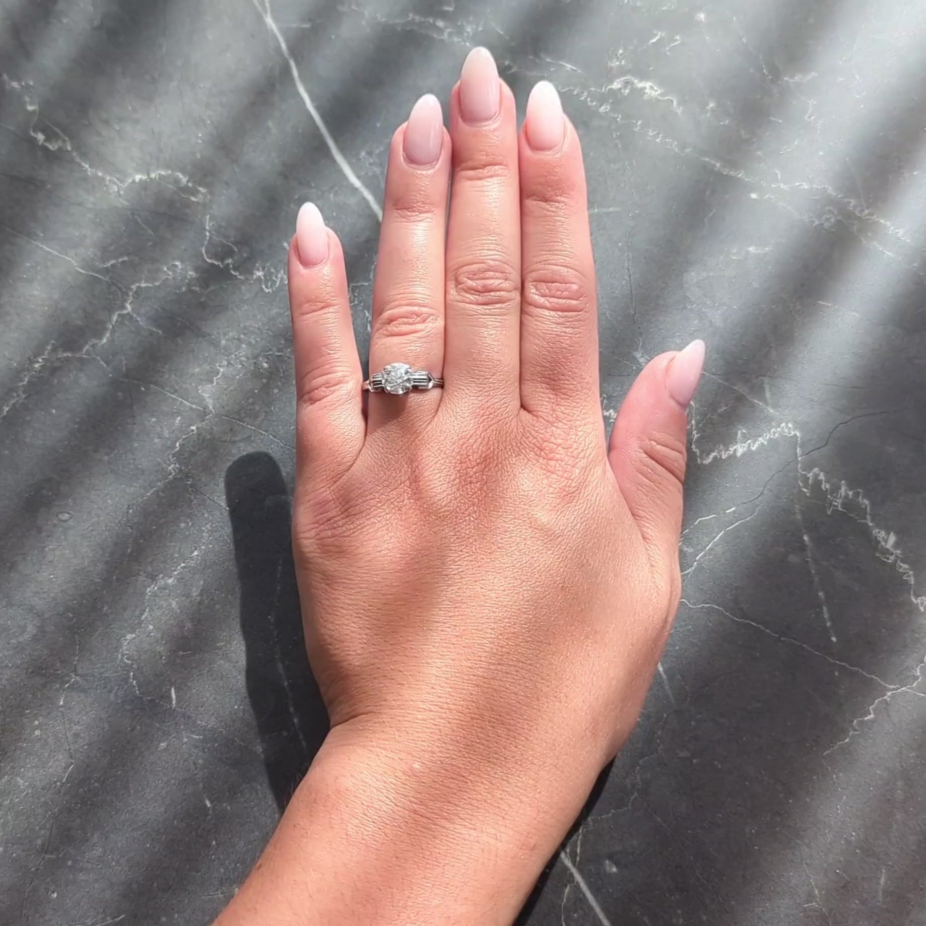 Jabel Art Deco 1.36 CTW Diamond 18K Gold Vintage Buckle Engagement Ring GIA