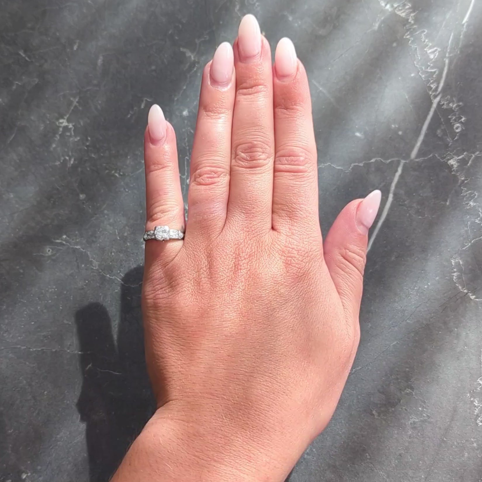 Art Deco Transitional Cut Diamond Platinum Vintage Arrow Engagement Ring