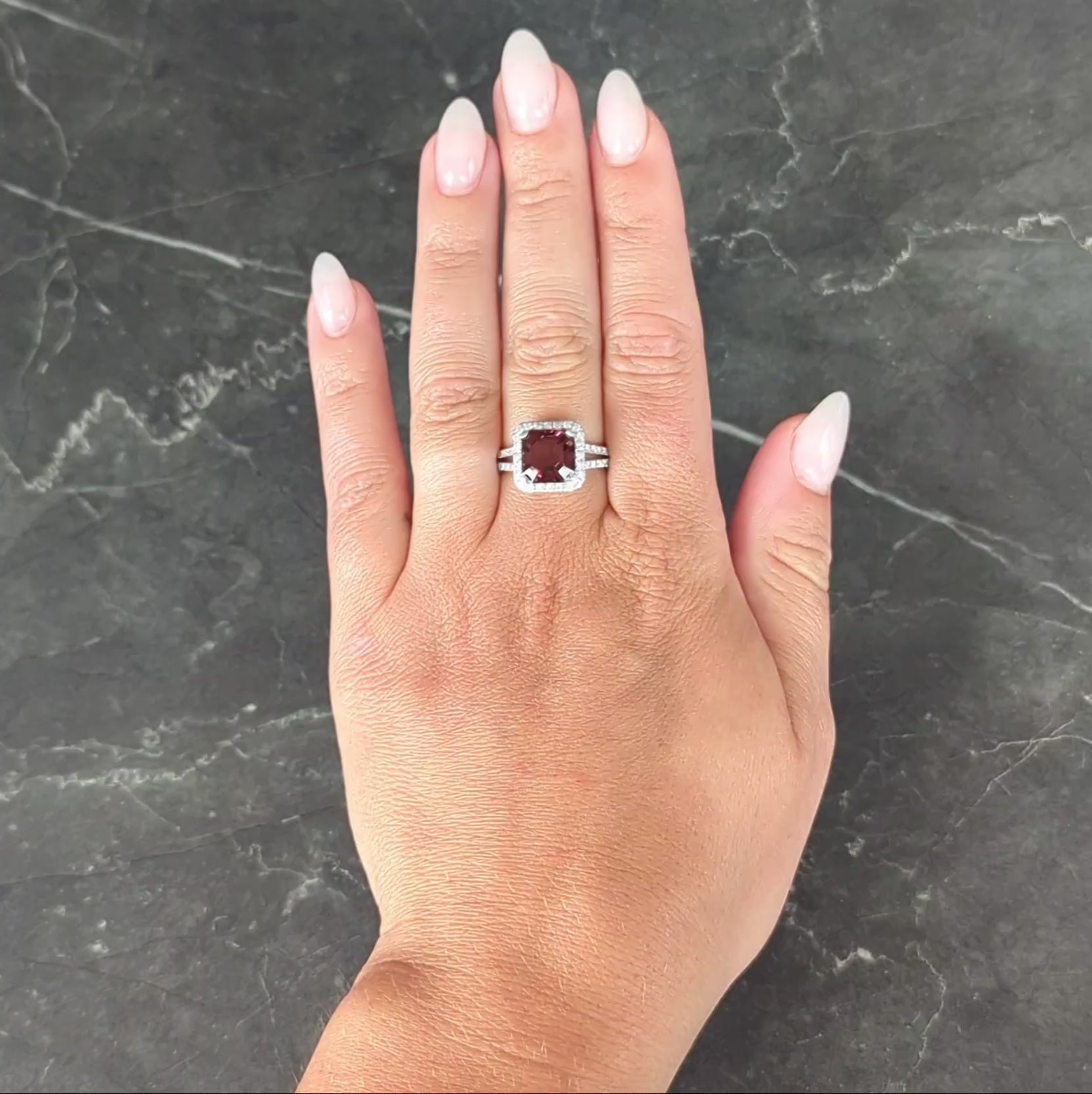 Contemporary 4.93 CTW Tourmaline Diamond 18 Karat White Gold Halo Ring