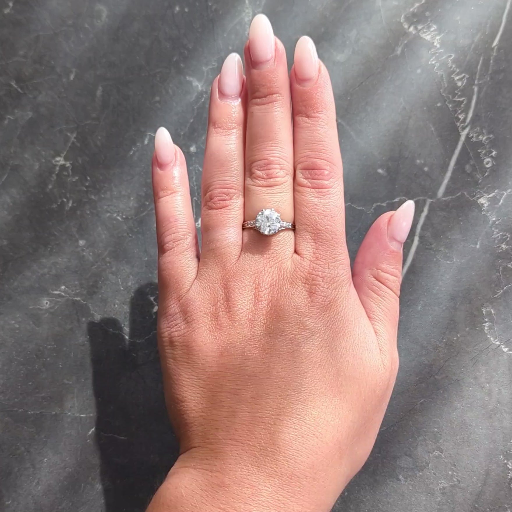 Art Deco 2.40 CTW European Diamond Platinum Vintage Cathedral Engagement Ring