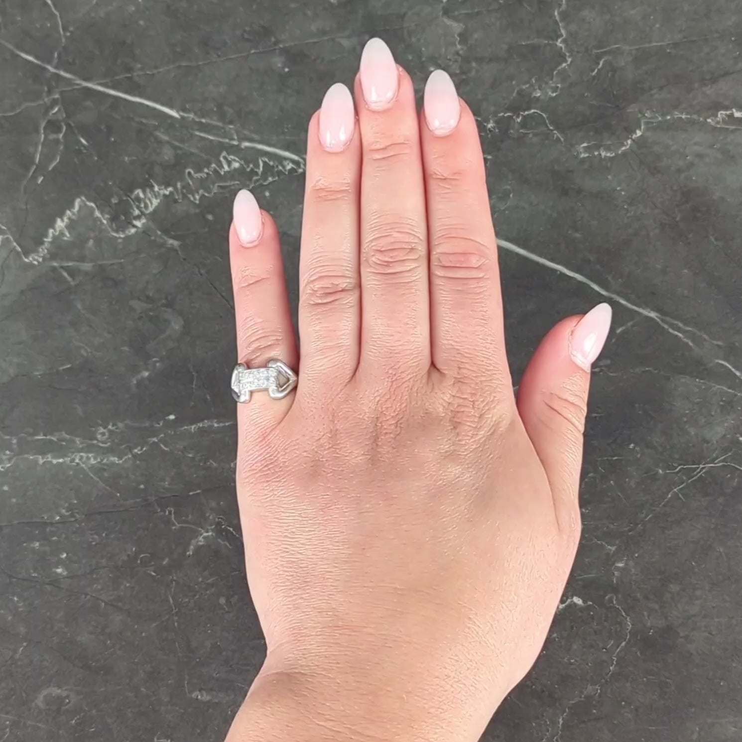 Fulmer & Co. 1943 Diamond Platinum Double Row Vintage Buckle Ring