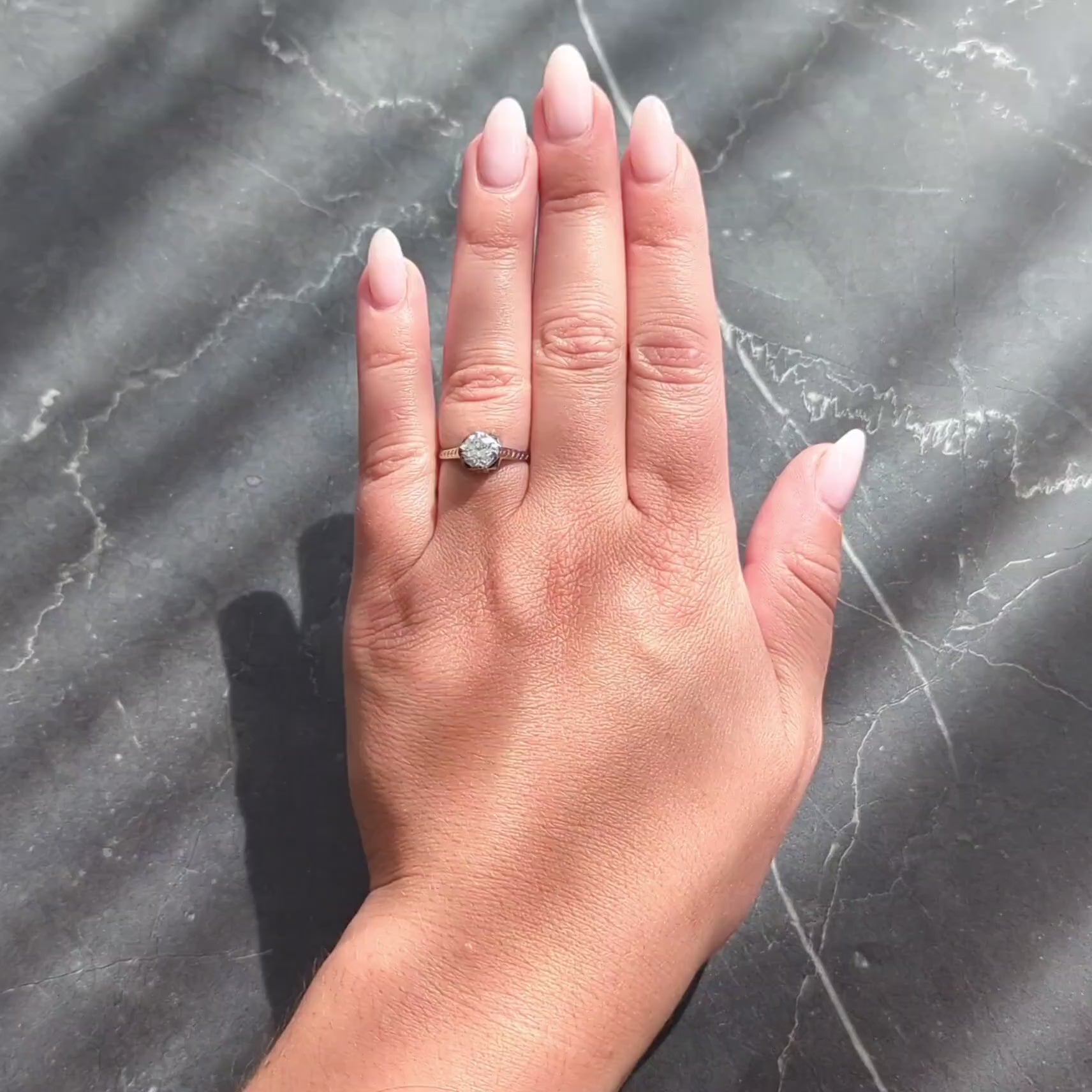 Art Deco 0.75 CTW Diamond Sapphire 18 White Gold Vintage Wheat Engagement Ring