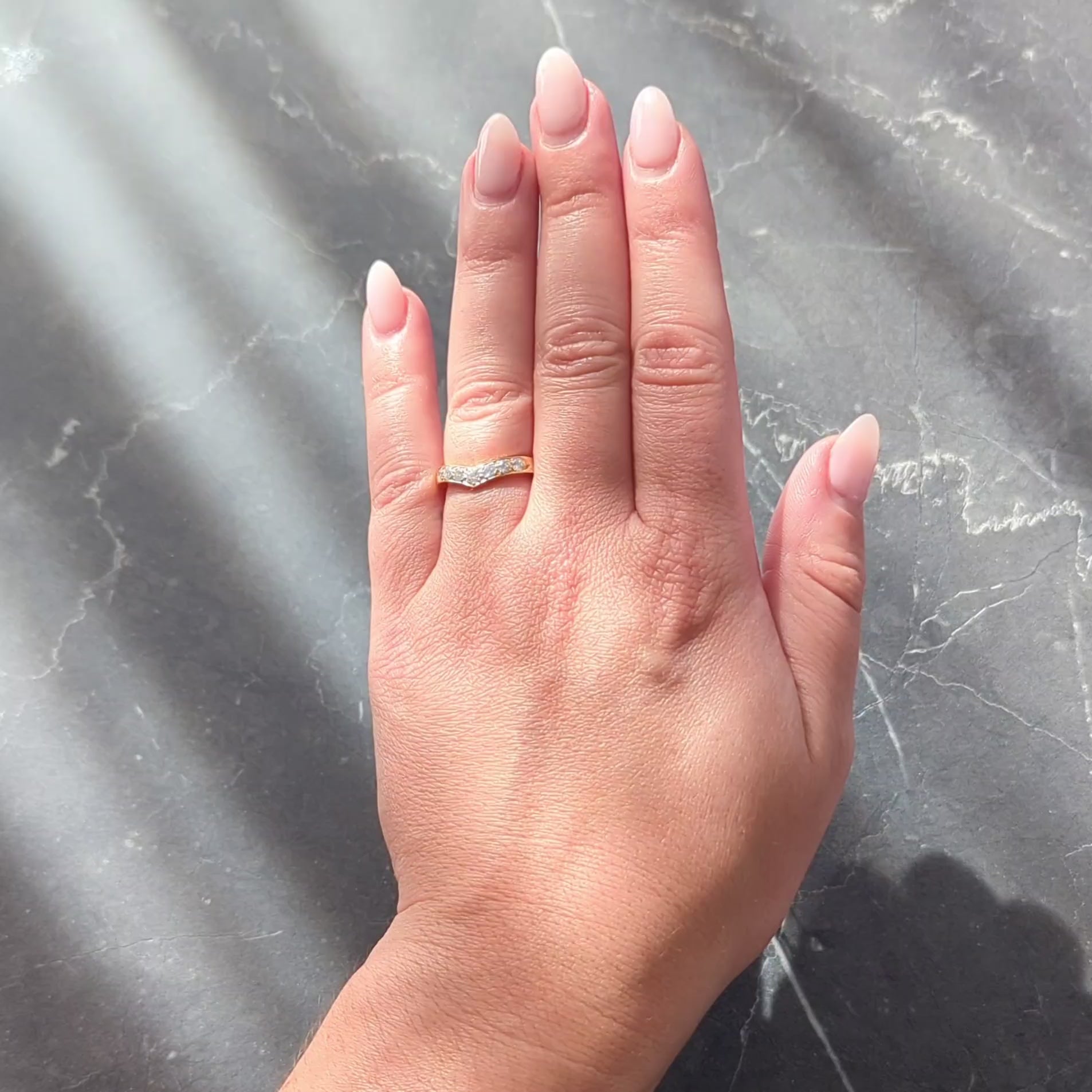 Tiffany & Co. Diamond 18 Karat Yellow Gold Chevron Contour V Band Ring