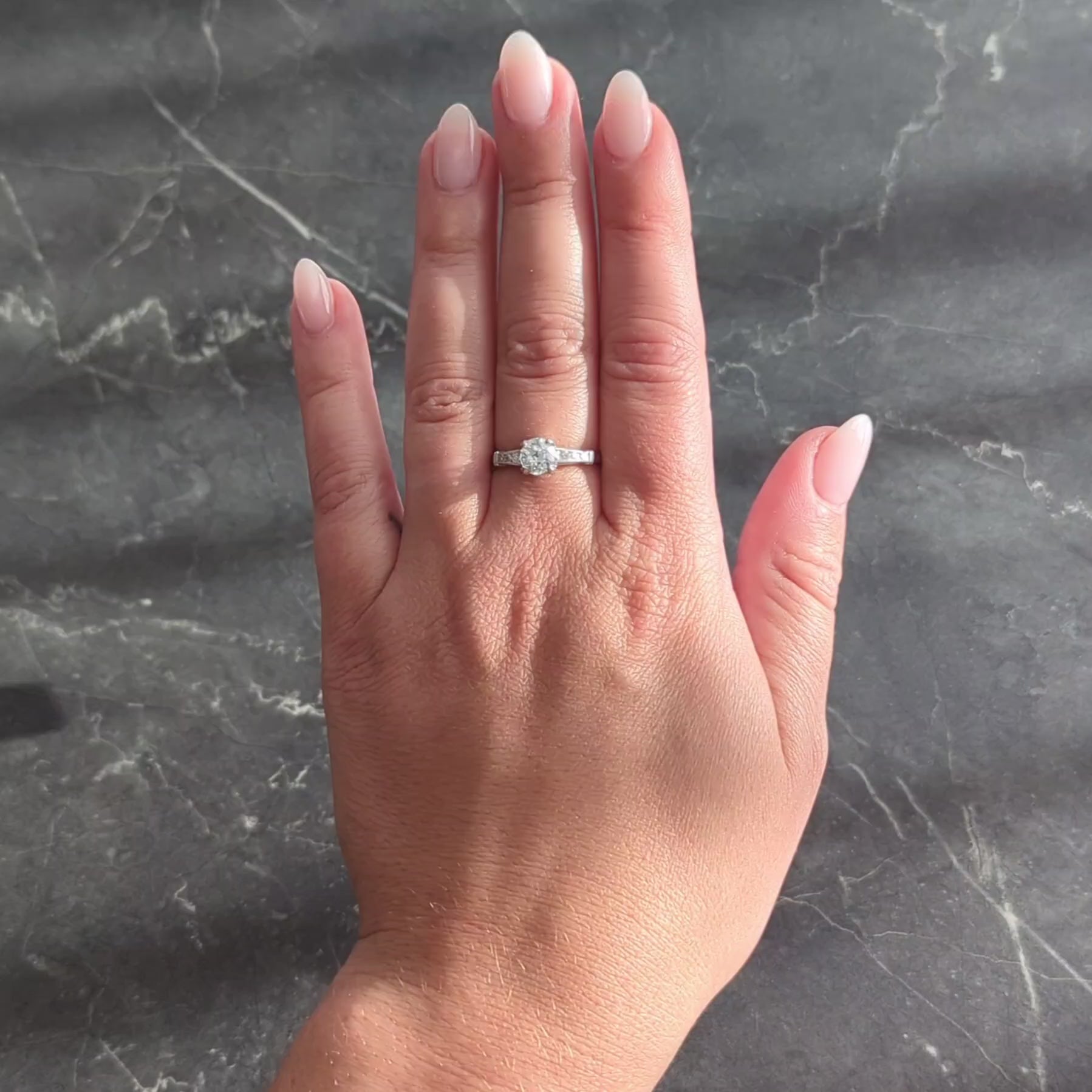 1950's Mid-Century 1.05 CTW Old European Cut Diamond Platinum Engagement Ring