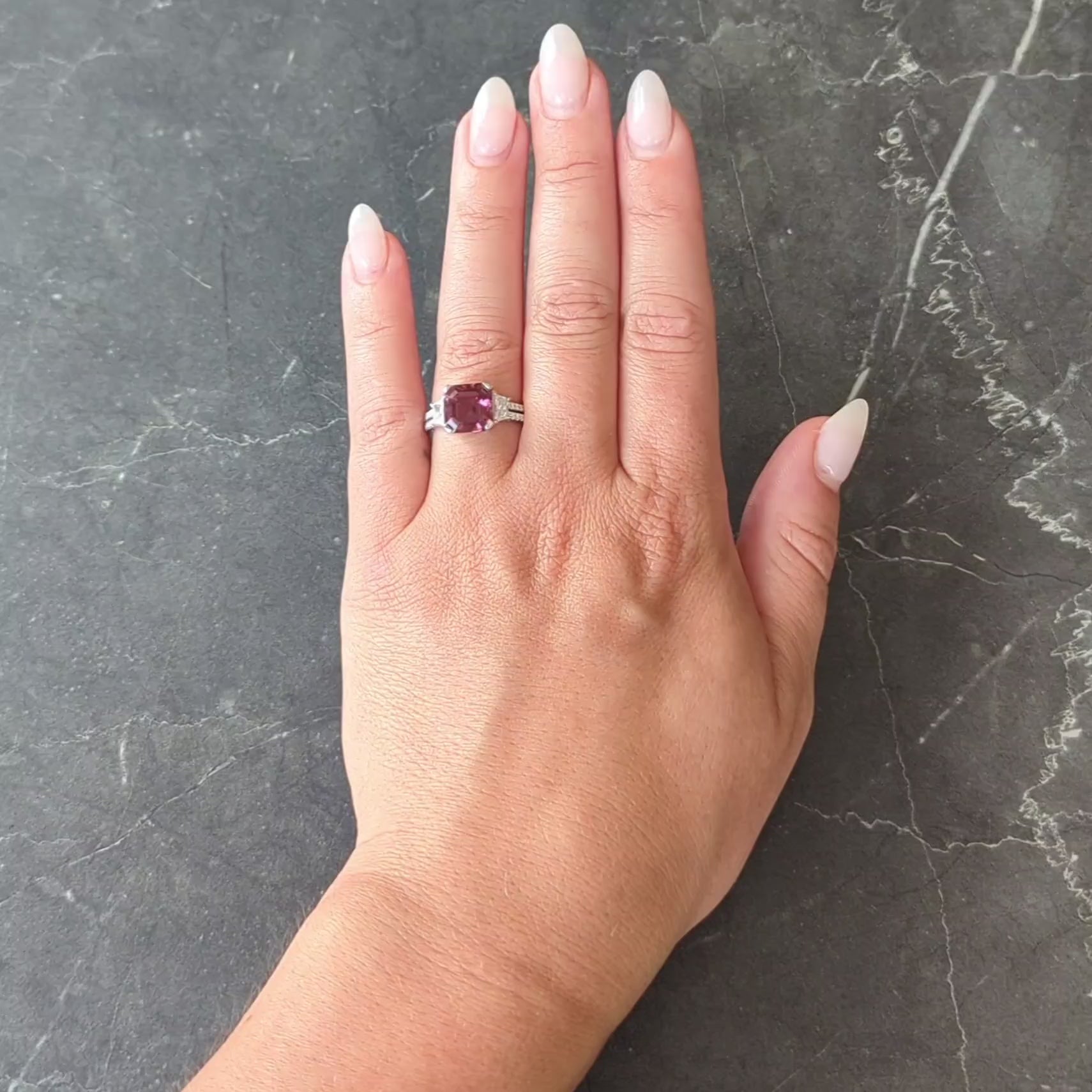 Contemporary 4.32 CTW Tourmaline Diamond 18 Karat White Gold Three Stone Ring