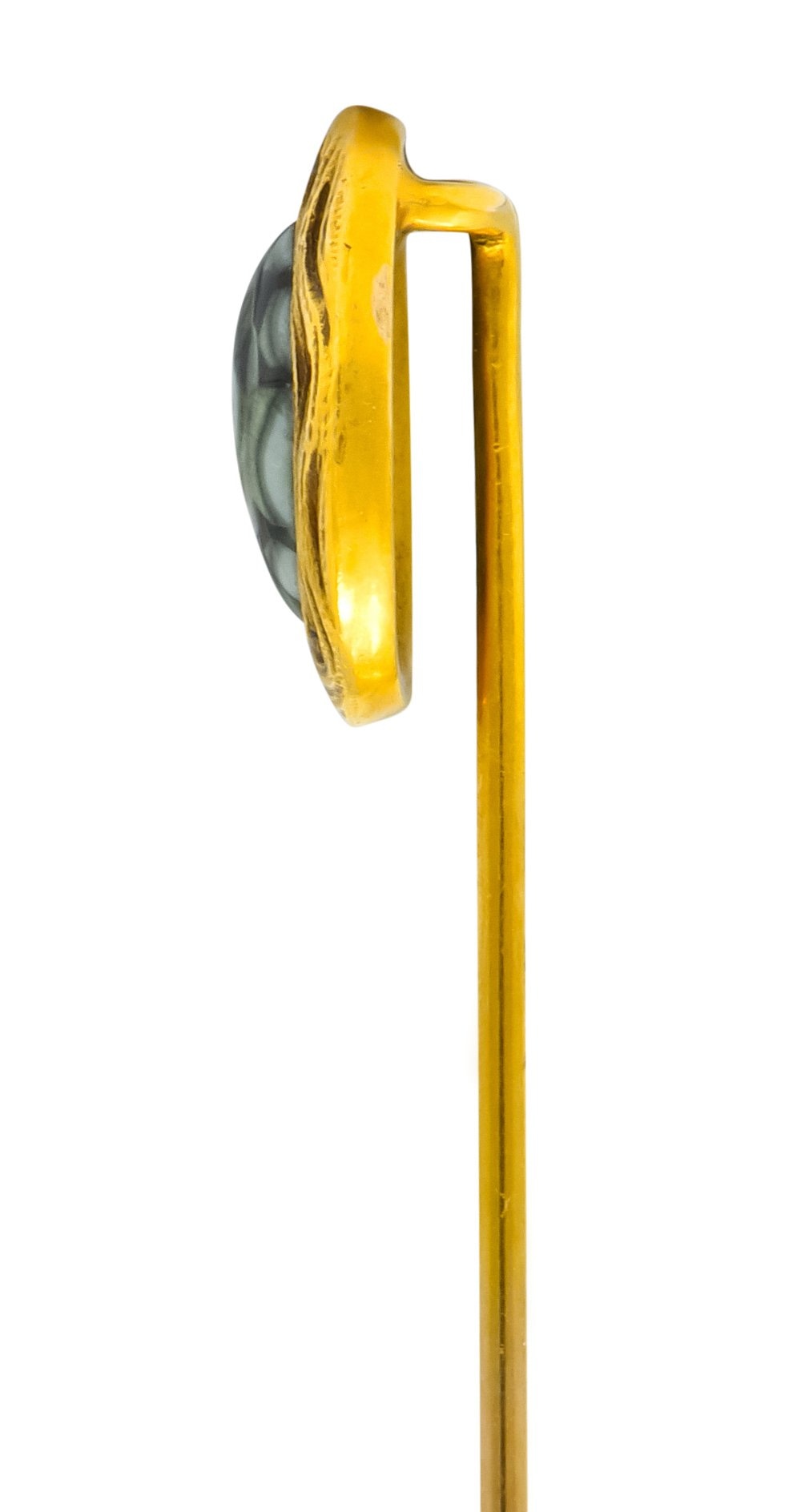 Art Nouveau Seraphinite Cabochon 14 Karat Gold Stickpin Circa 1905 - Wilson's Estate Jewelry