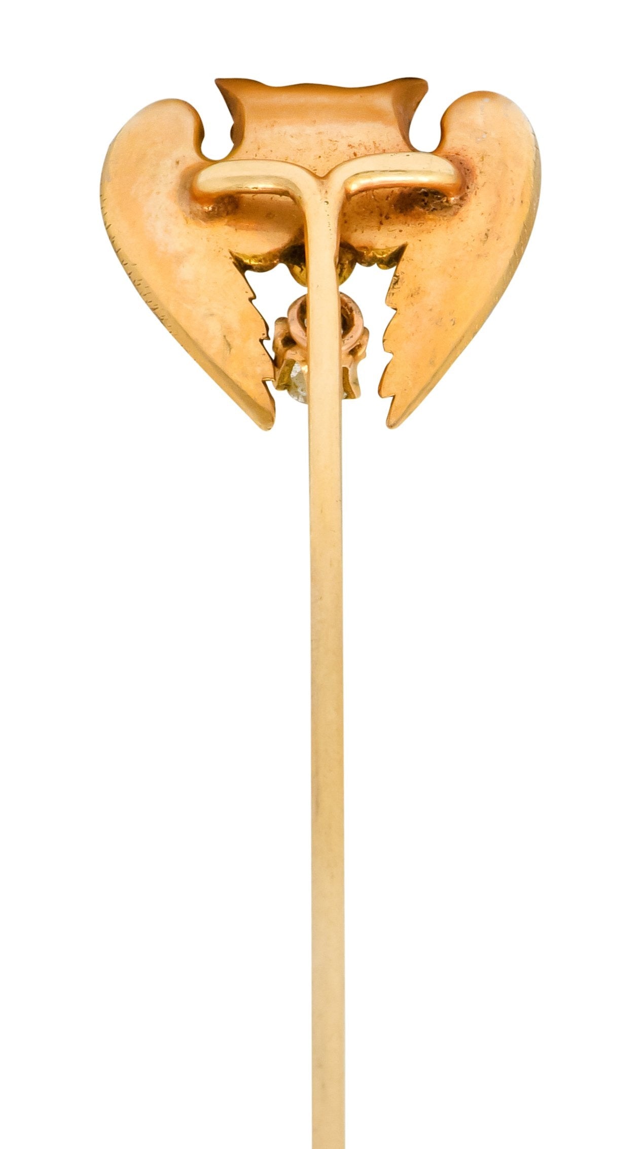 Victorian Diamond Ruby 18 Karat Gold Owl Stickpin Circa 1900 - Wilson's Estate Jewelry