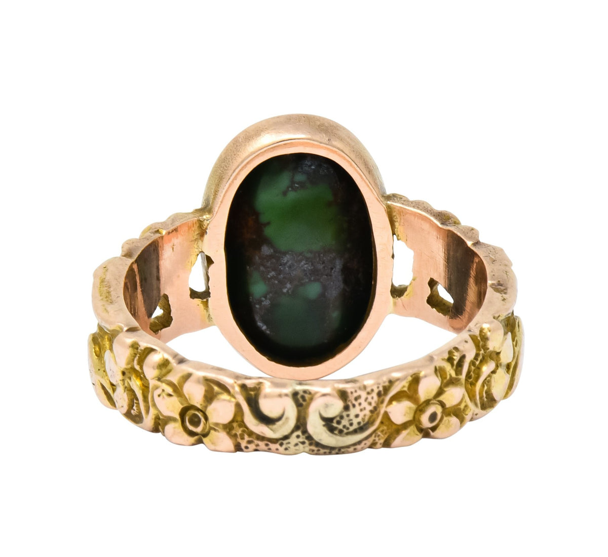 1900 Art Nouveau Turquoise 14 Karat Gold Simargl Band Ring - Wilson's Estate Jewelry