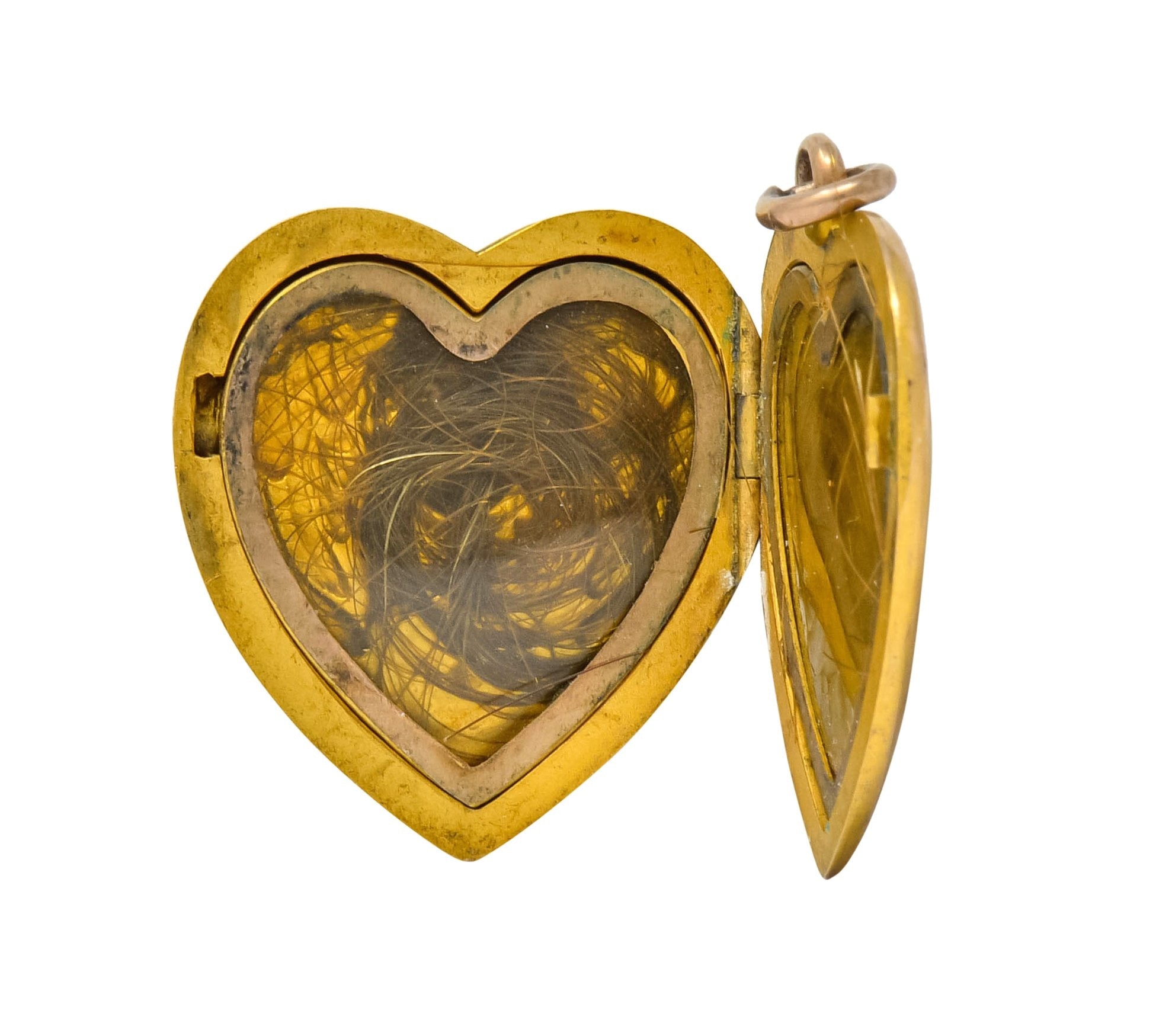 1900 Victorian 14 Karat Gold Angel Heart Locket Pendant - Wilson's Estate Jewelry