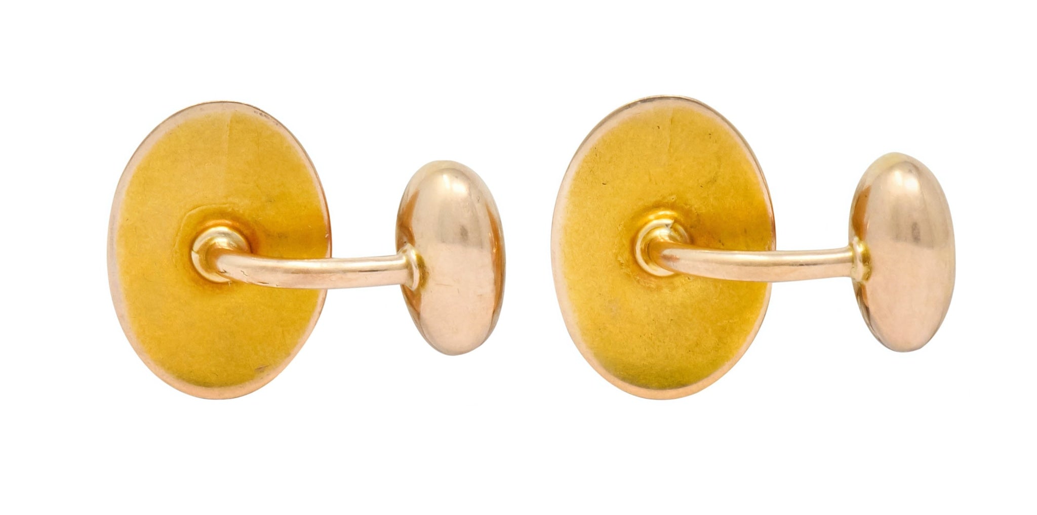 1900's Victorian 14 Karat Two-Tone Gold Native American Men's Cufflinks - Wilson's Estate Jewelry