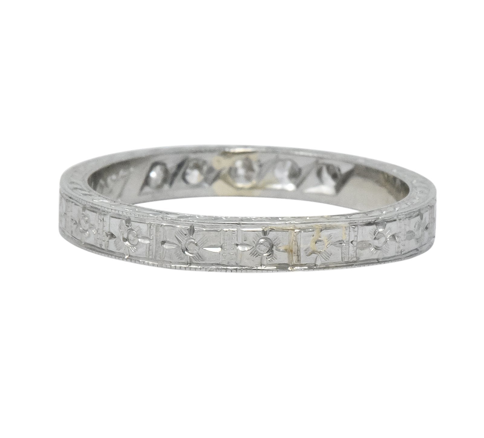 1920's Art Deco Diamond 18 Karat White Gold Orange Blossom Band Ring - Wilson's Estate Jewelry