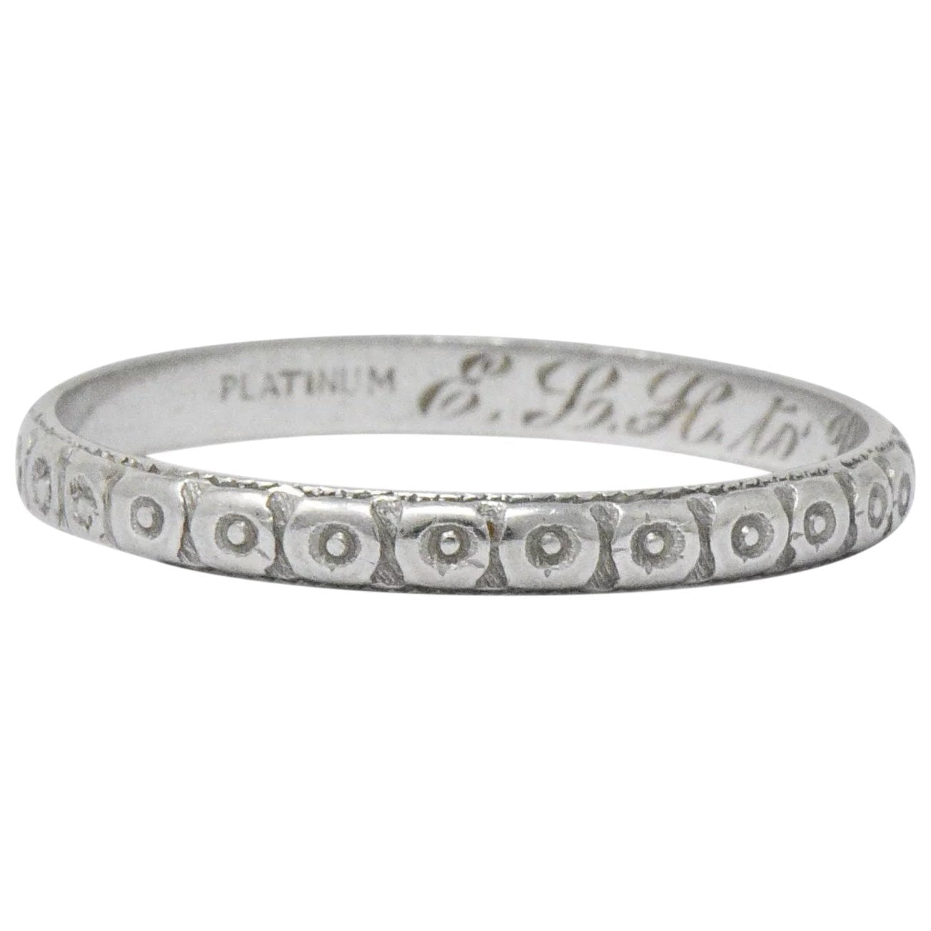 1920's Art Deco Platinum Floral Orange Blossom Wedding Band Ring Wilson's Estate Jewelry