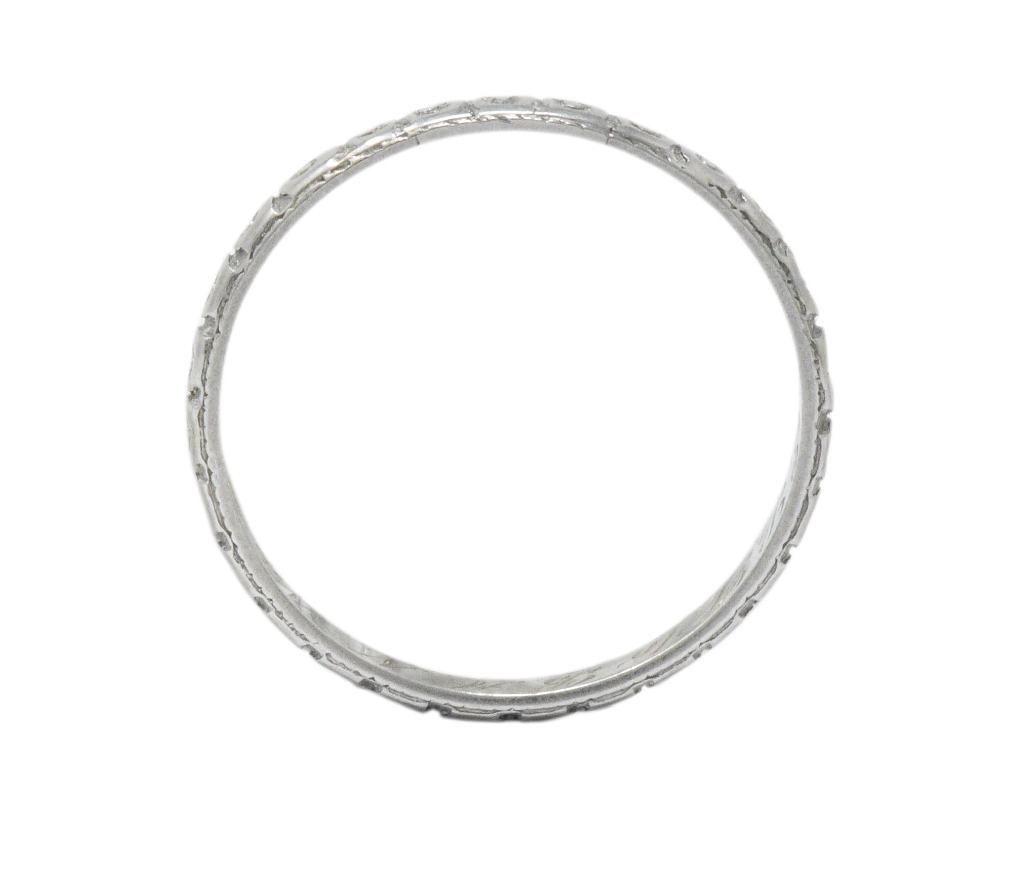 1920's Art Deco Platinum Floral Orange Blossom Wedding Band Ring Wilson's Estate Jewelry