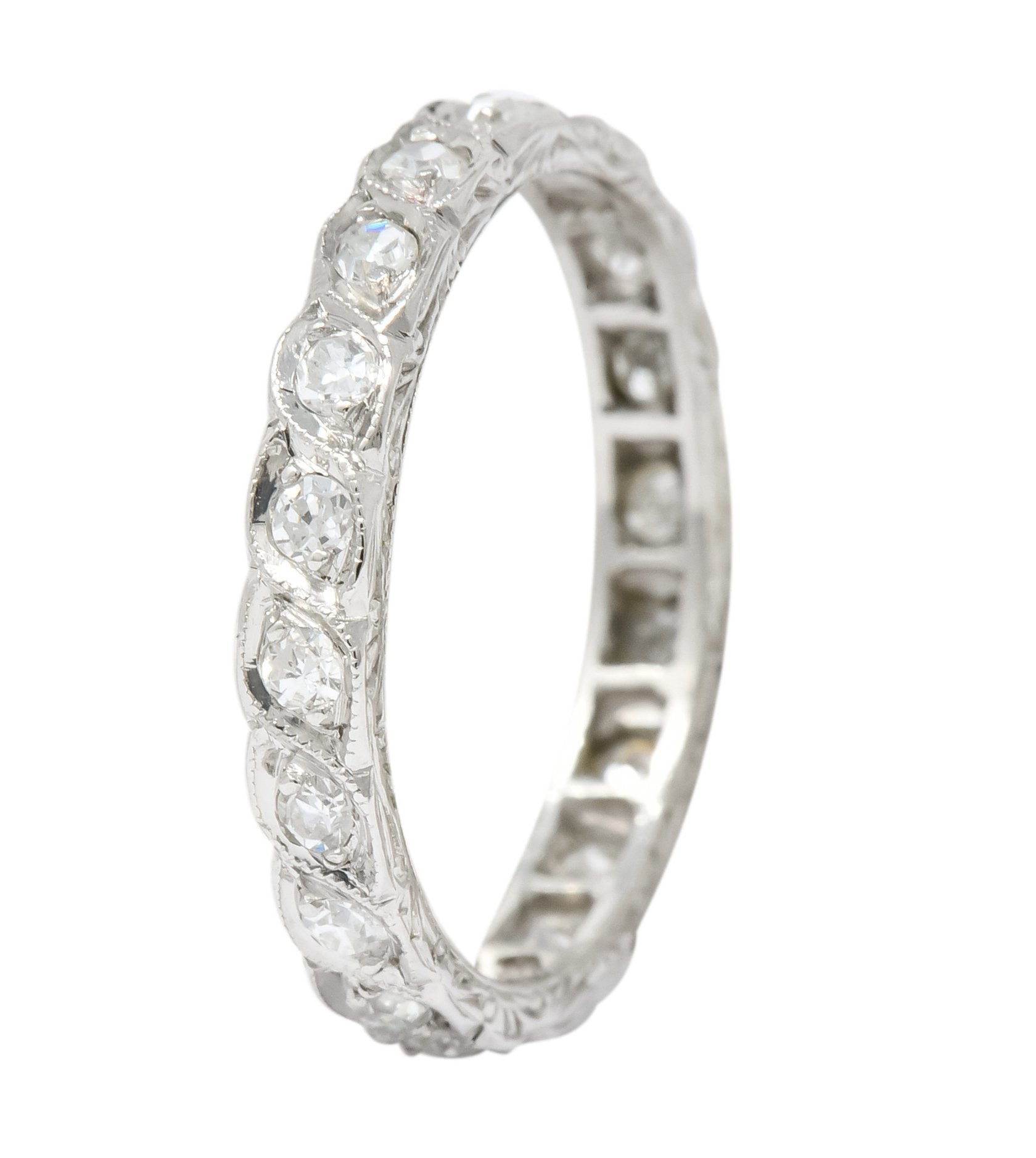 1930's Art Deco 0.40 CTW Diamond Platinum Eternity Band Ring - Wilson's Estate Jewelry