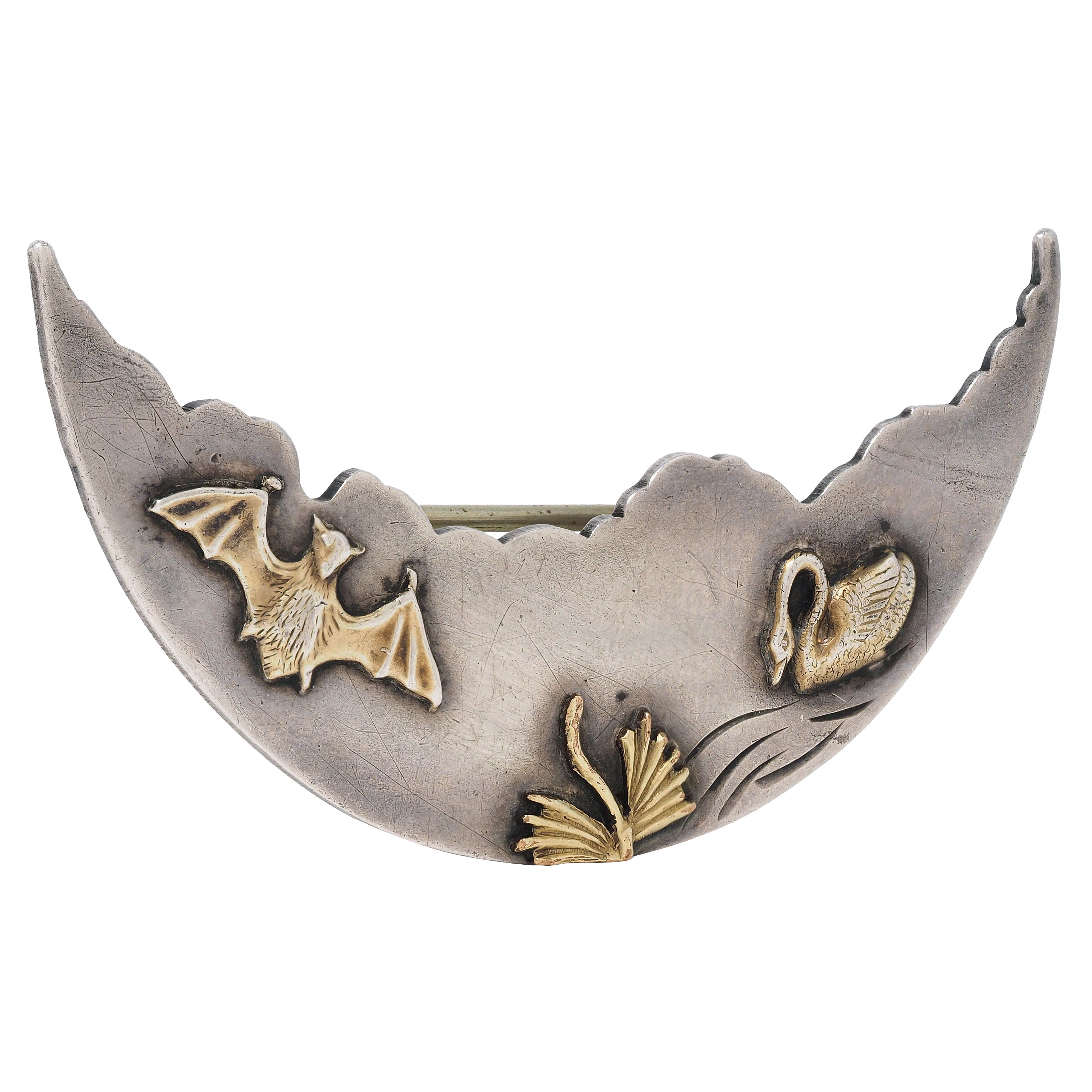 Frank M. Whiting Victorian 10 Karat Gold Sterling Silver Animal Antique Brooch