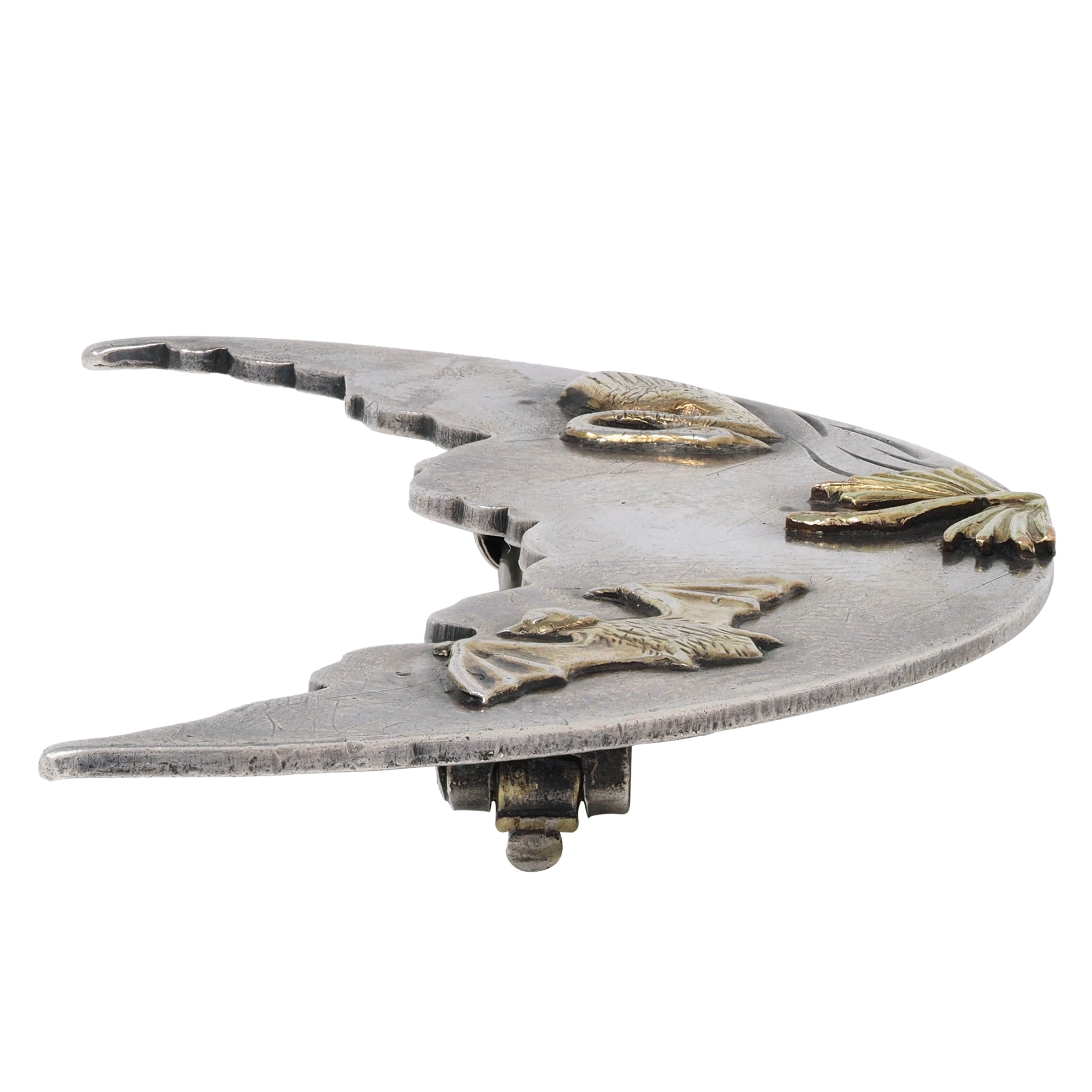 Frank M. Whiting Victorian 10 Karat Gold Sterling Silver Animal Antique Brooch