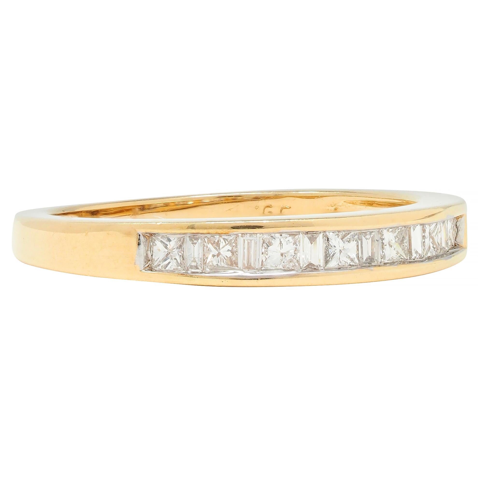 Contemporary 0.44 CTW Princess Cut Diamond 14 Karat Yellow Gold Band Ring