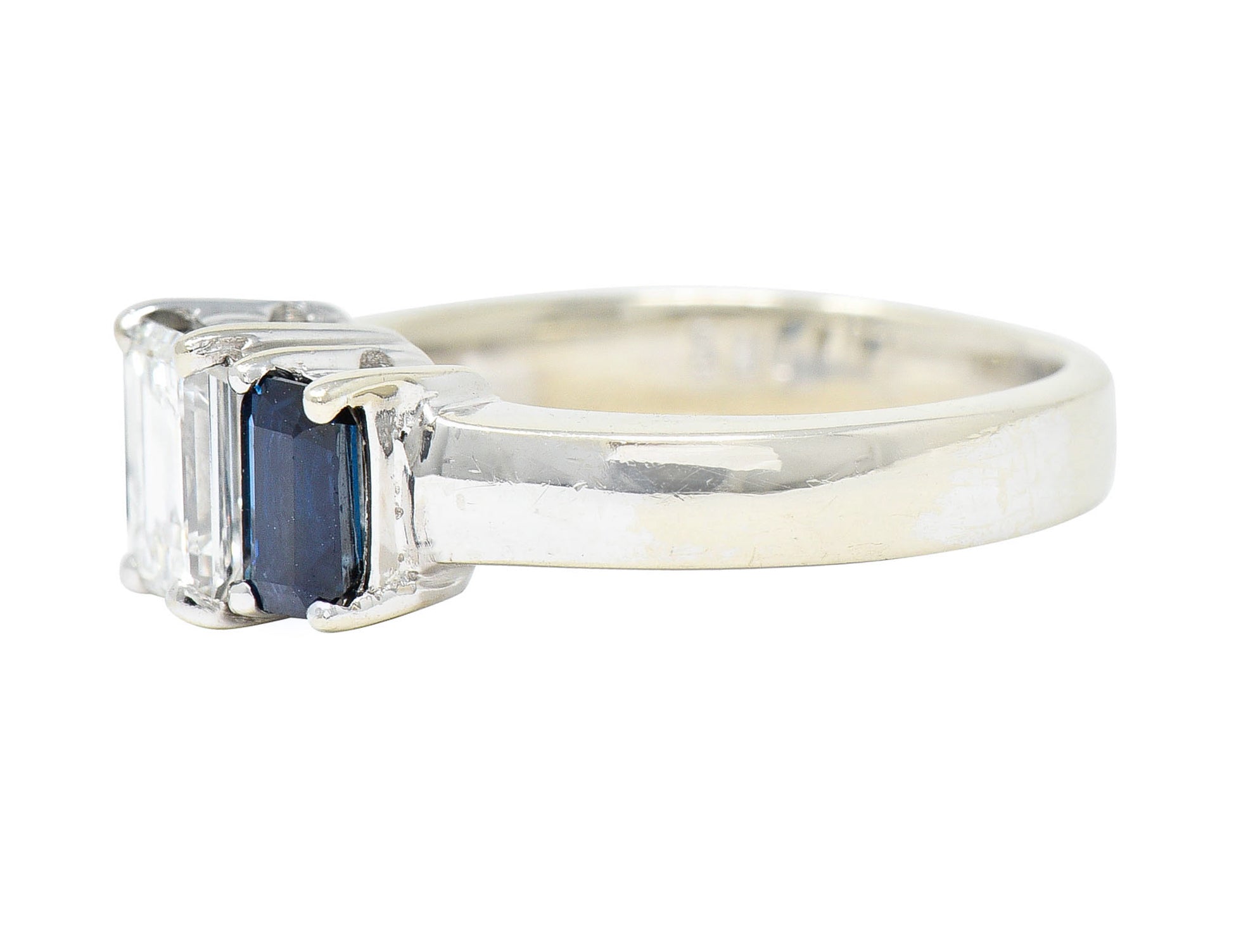 Vintage 1.77 CTW Diamond Sapphire 14 Karat White Gold RingRing - Wilson's Estate Jewelry