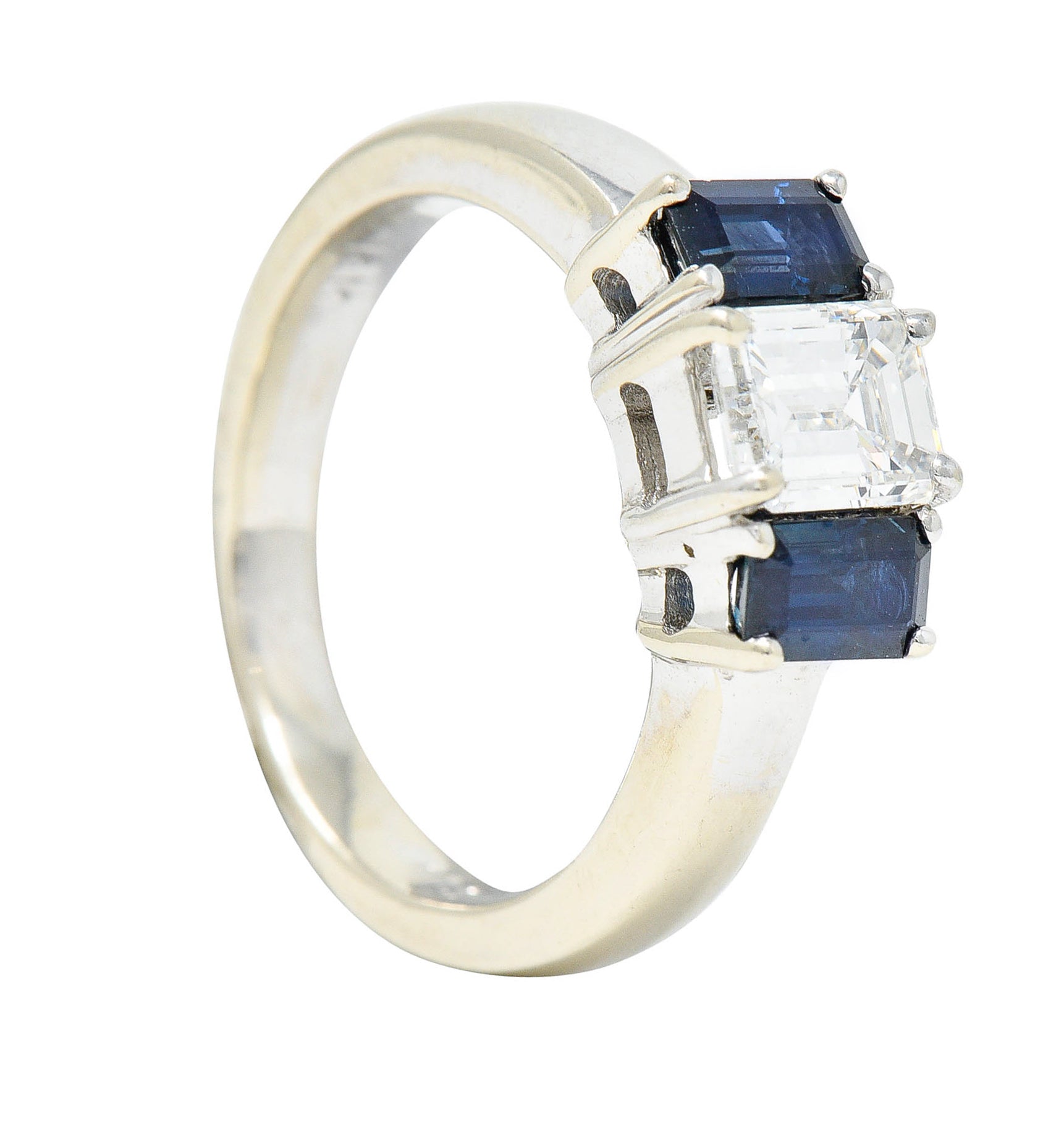 Vintage 1.77 CTW Diamond Sapphire 14 Karat White Gold RingRing - Wilson's Estate Jewelry