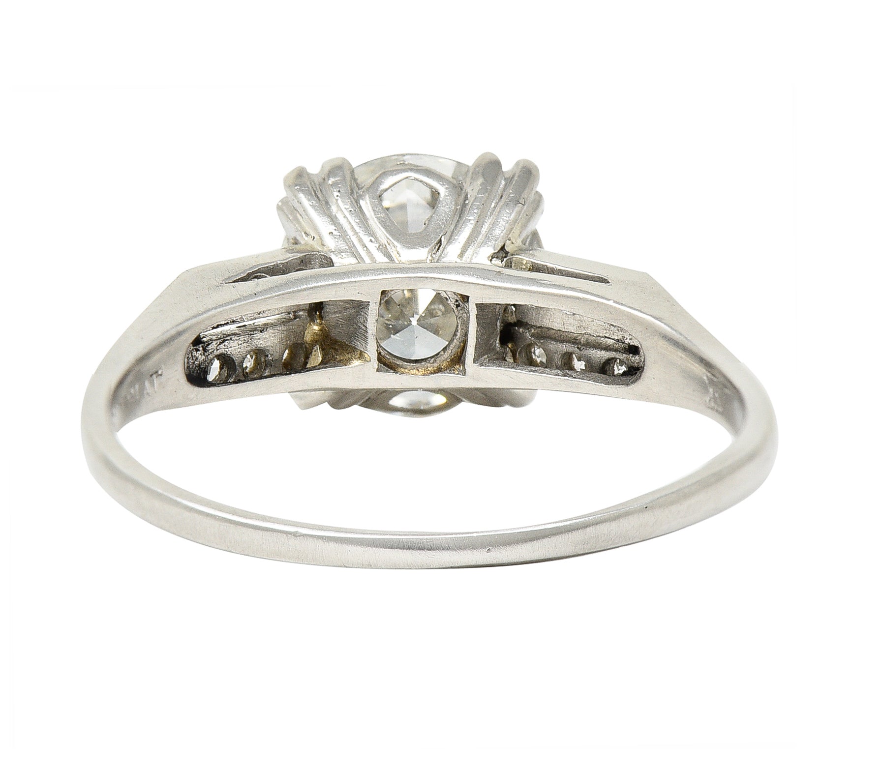 Art Deco 2.01 CTW Old European Cut Diamond Platinum Arrow Engagement Ring GIA Wilson's Estate Jewelry