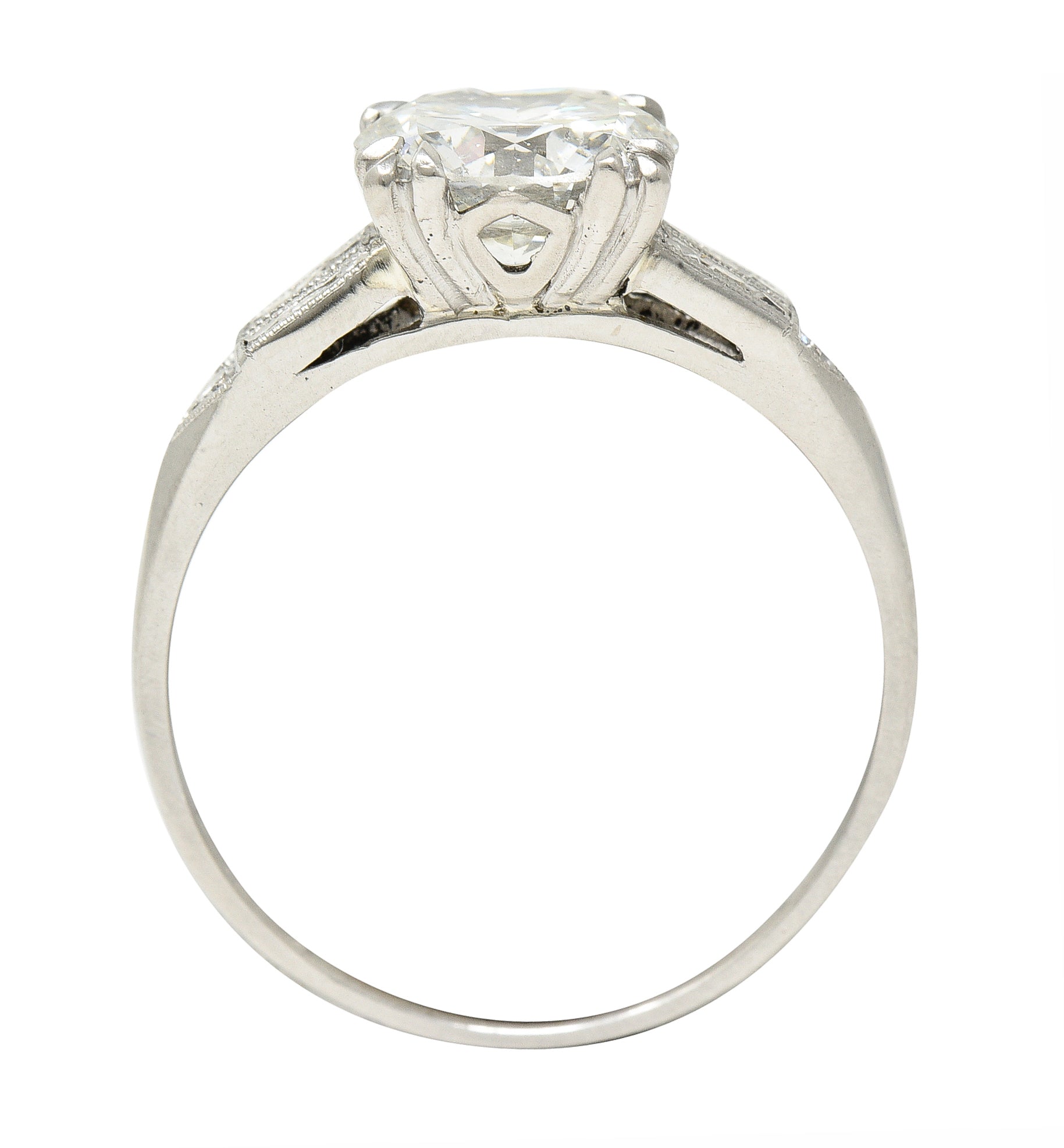 Art Deco 2.01 CTW Old European Cut Diamond Platinum Arrow Engagement Ring GIA Wilson's Estate Jewelry