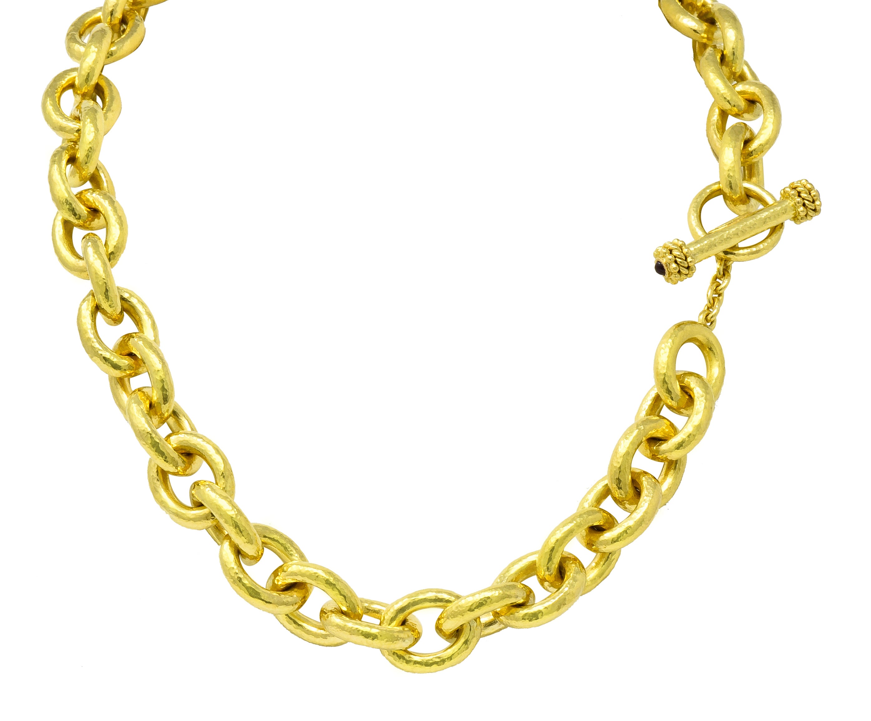Elizabeth Locke Ruby 19 Karat Gold Substantial Curb Link Chain Collar Necklace - Wilson's Estate Jewelry