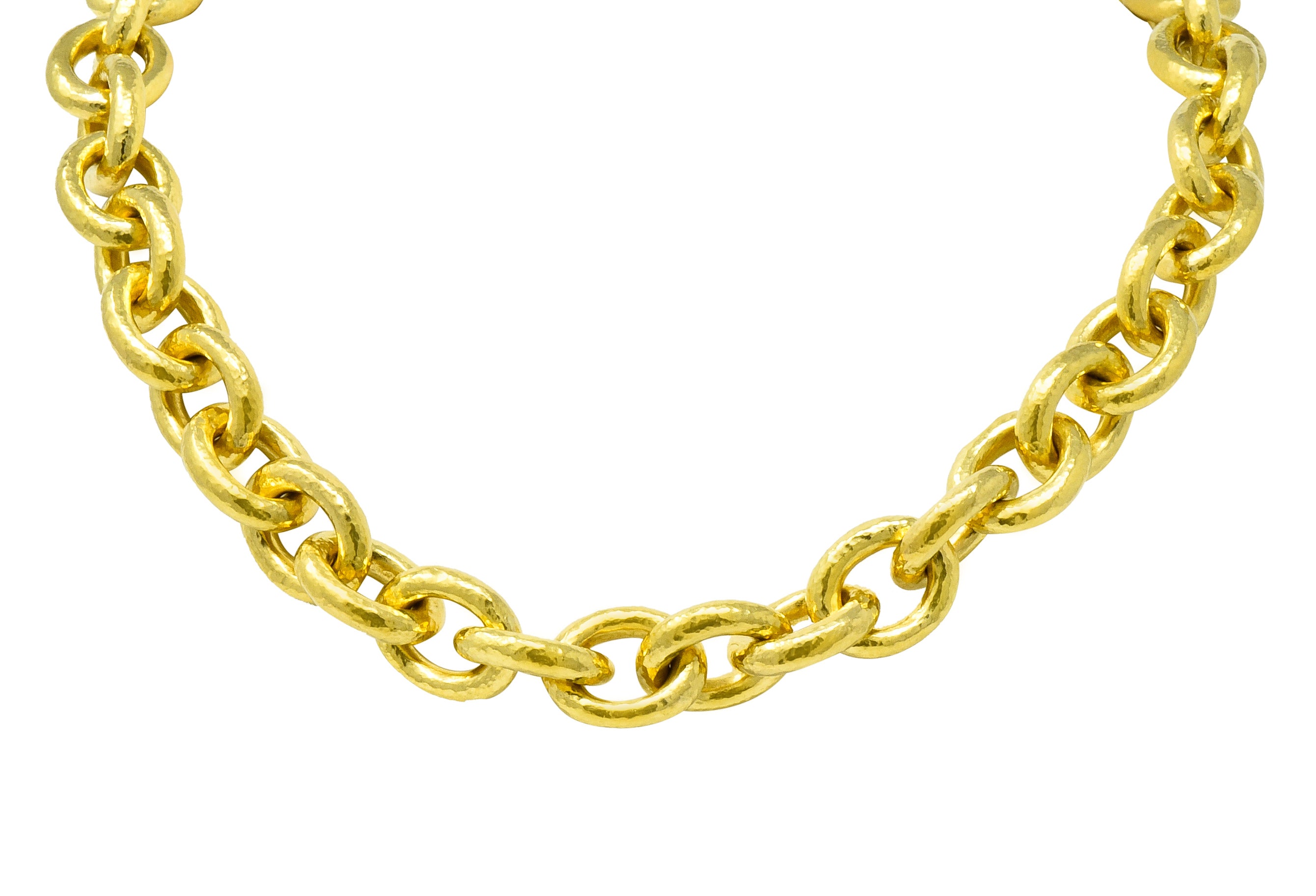 Elizabeth Locke Ruby 19 Karat Gold Substantial Curb Link Chain Collar Necklace - Wilson's Estate Jewelry