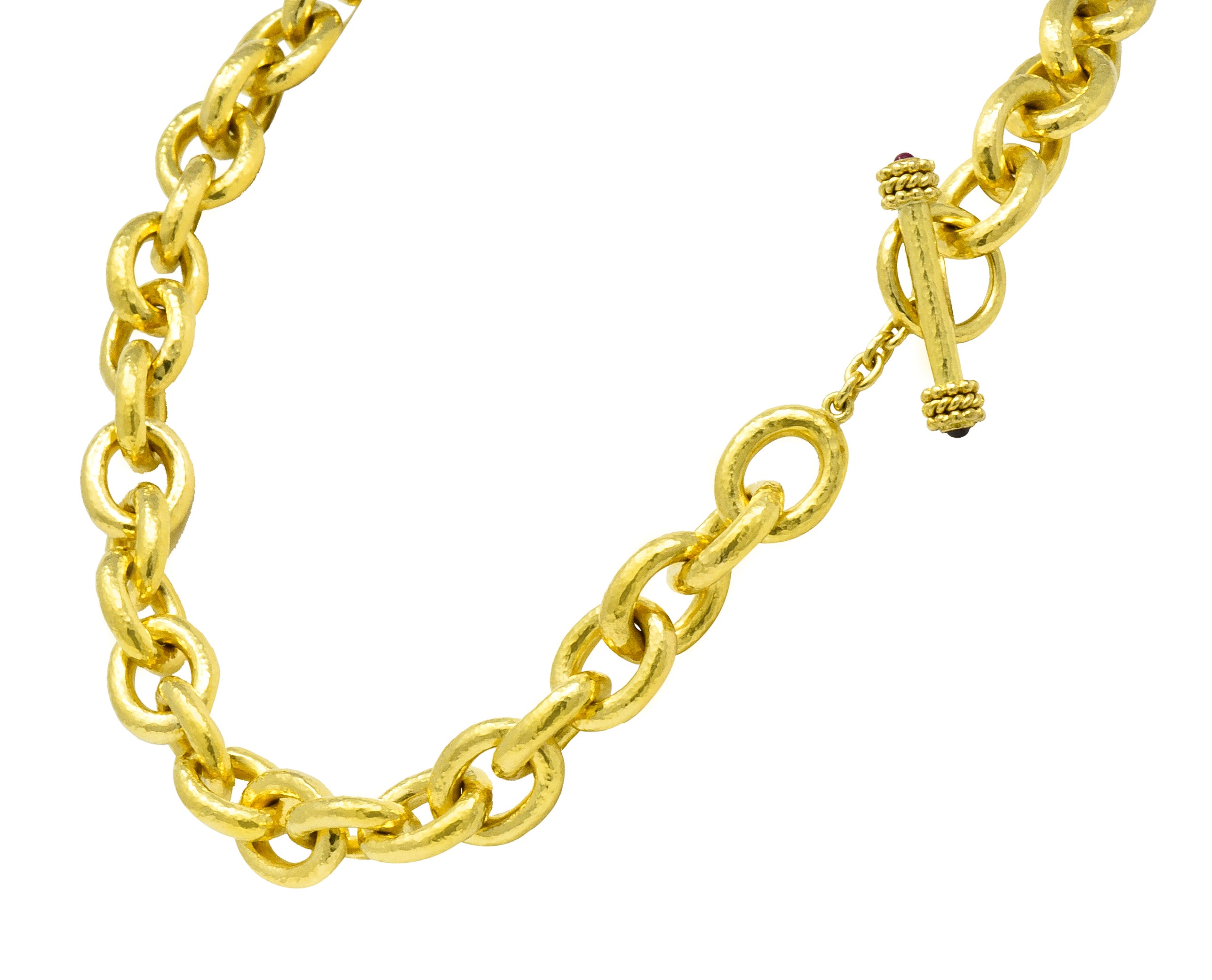 Elizabeth Locke Ruby 19 Karat Gold Substantial Curb Link Chain Collar Necklace - Wilson's Estate Jewelry