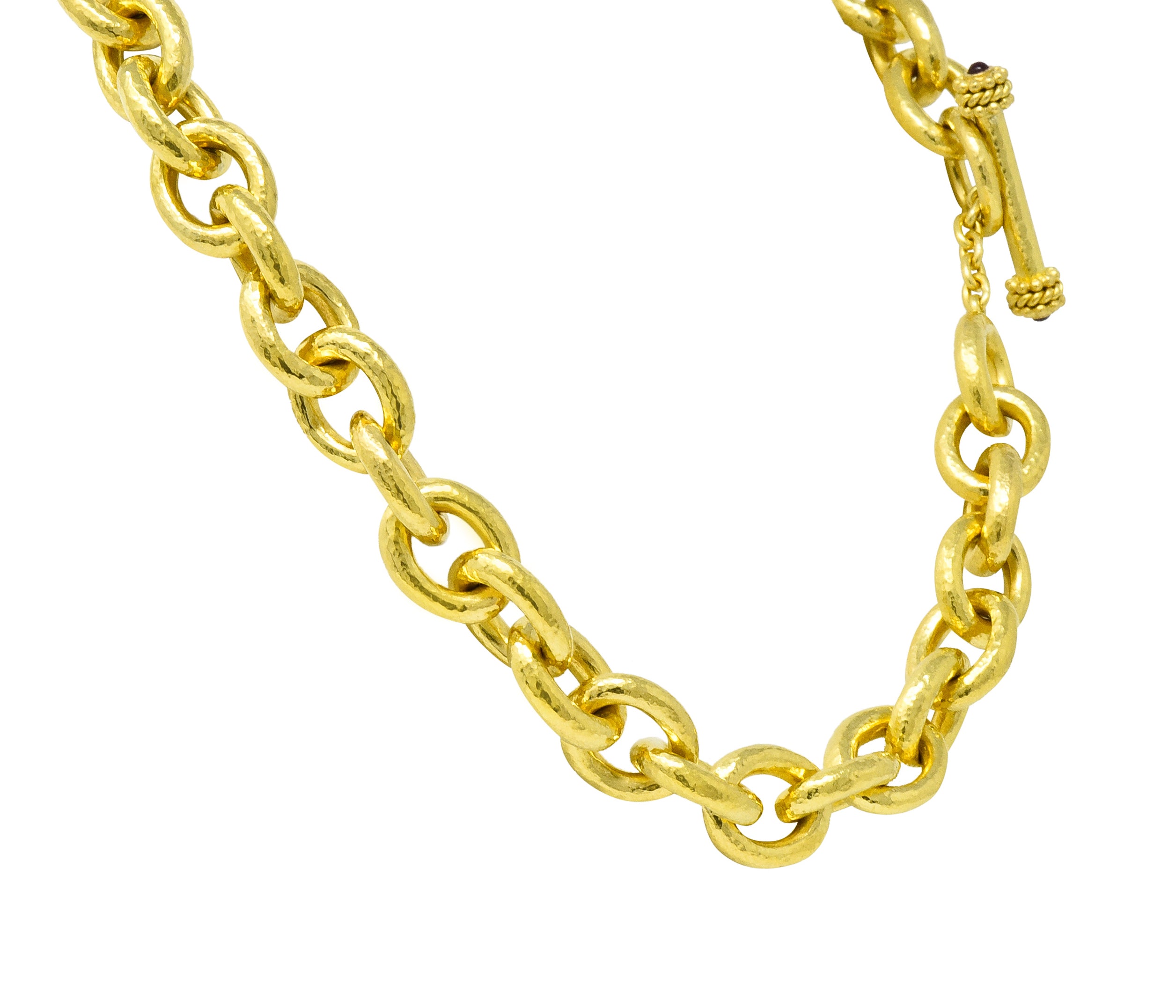 Elizabeth Locke Ruby 19 Karat Gold Substantial Curb Link Chain Collar Necklace - Wilson's Estate Jewelry