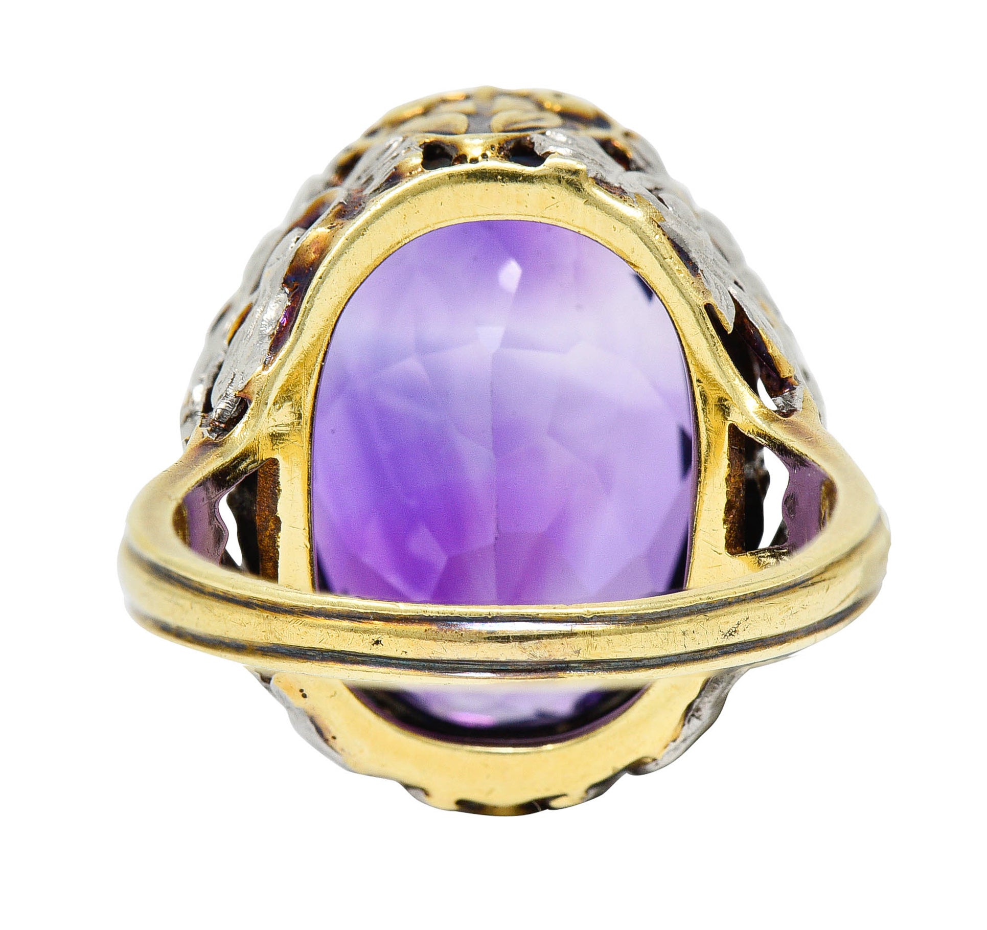 Allsopp-Steller Amethyst 14 Karat Two-Tone Gold Scrolled Foliate RingRing - Wilson's Estate Jewelry