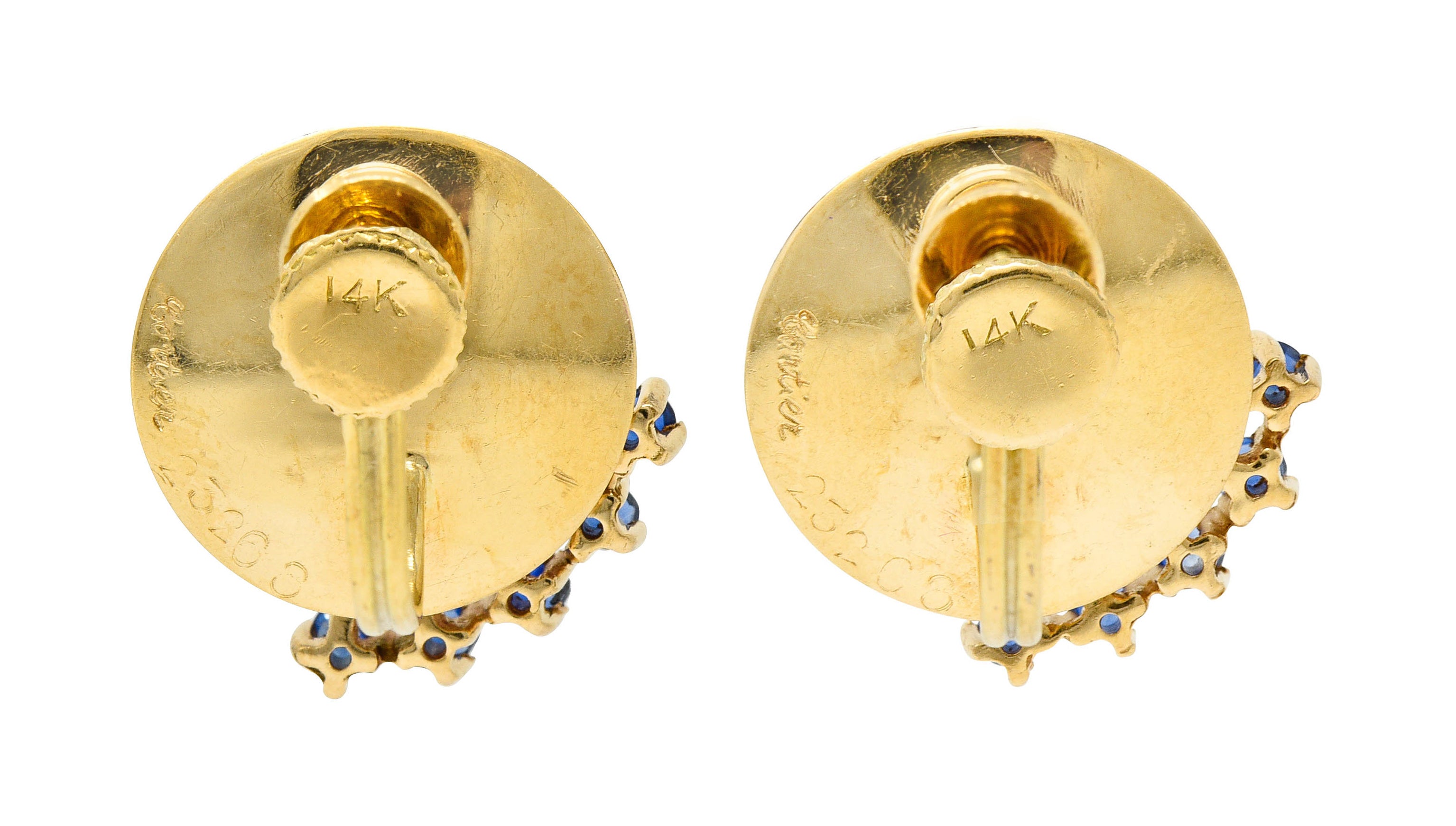 Cartier Retro Sapphire Diamond 14 Karat Gold Screwback EarringsEarrings - Wilson's Estate Jewelry