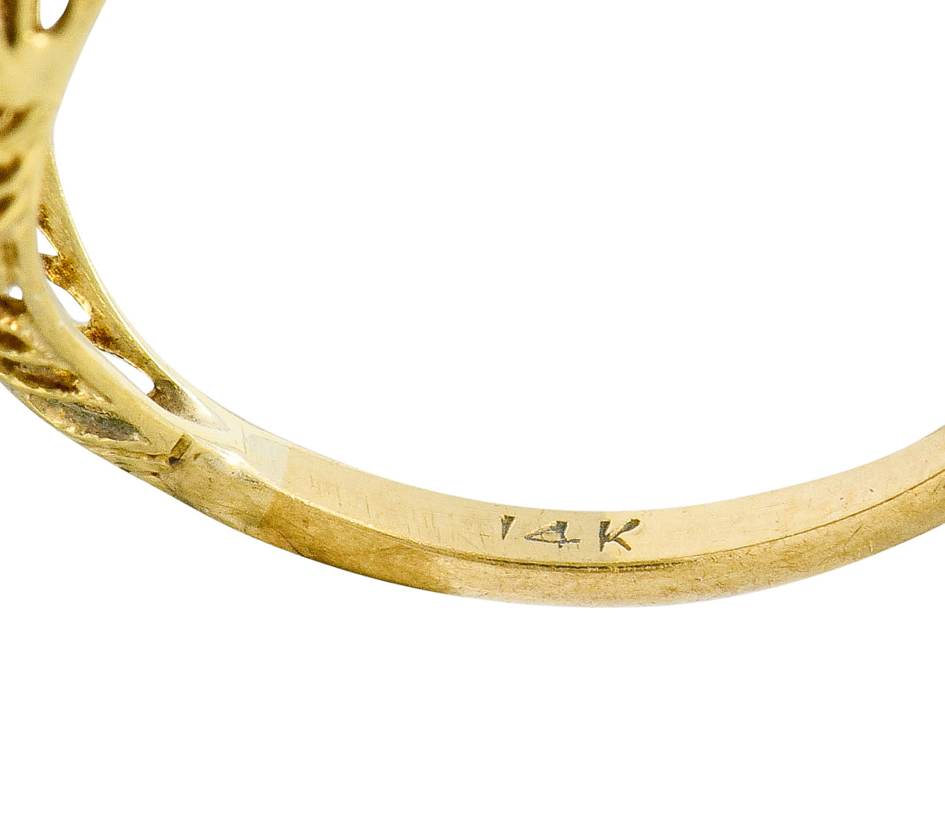 Edwardian Diamond Platinum-Topped 14 Karat Gold Floral Hexagonal Engagement Ring - Wilson's Estate Jewelry