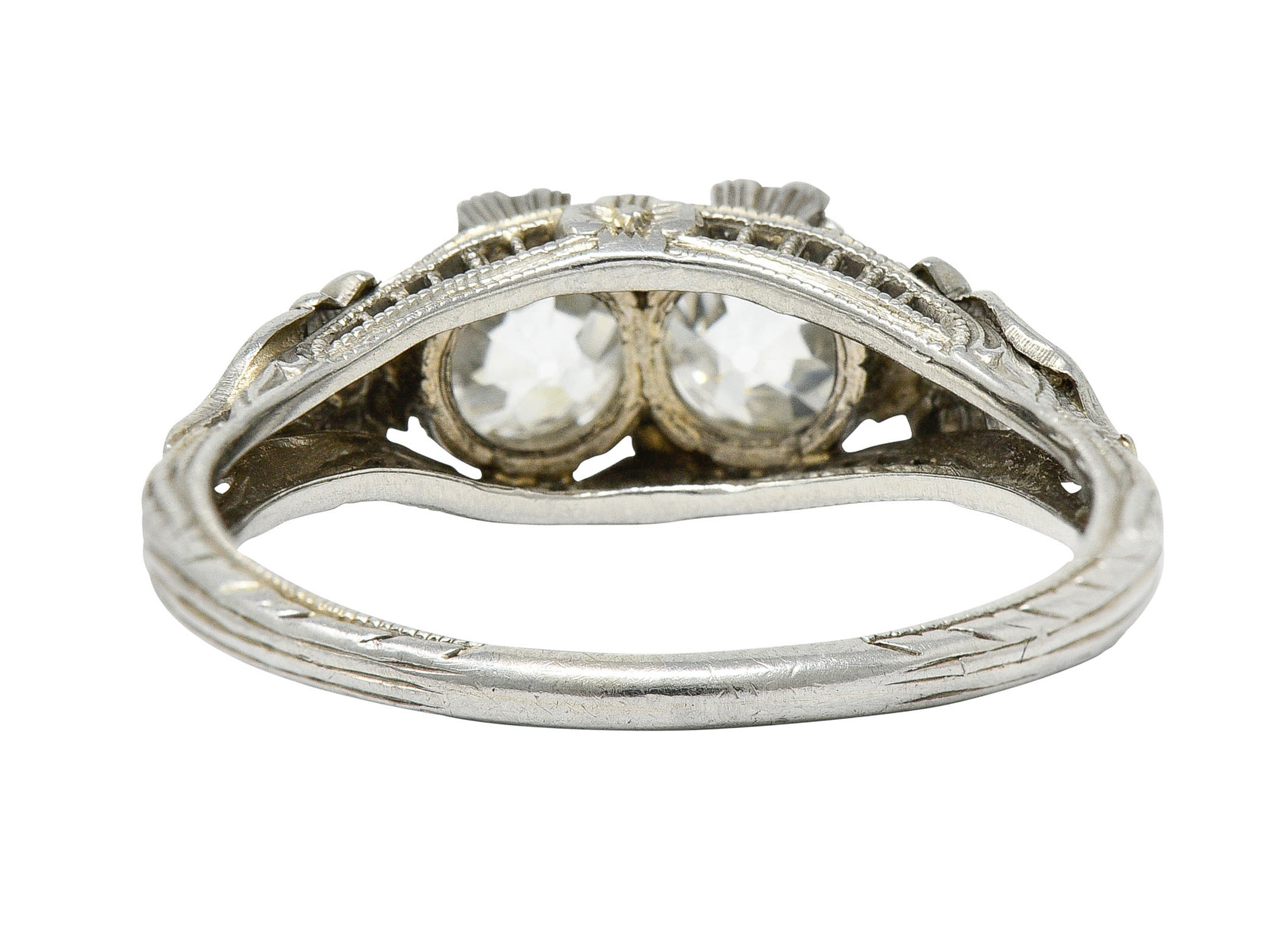 Edwardian 0.95 CTW Double Diamond 18 Karat White Gold Toi Et Moi RingRing - Wilson's Estate Jewelry