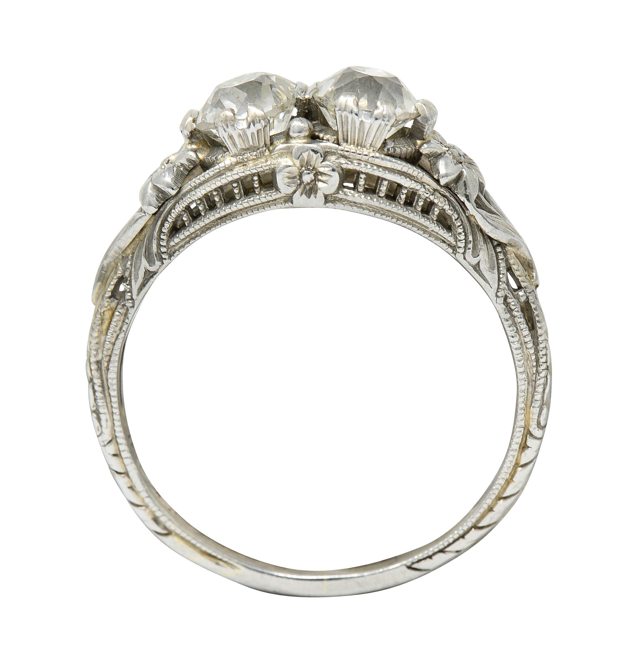 Edwardian 0.95 CTW Double Diamond 18 Karat White Gold Toi Et Moi RingRing - Wilson's Estate Jewelry