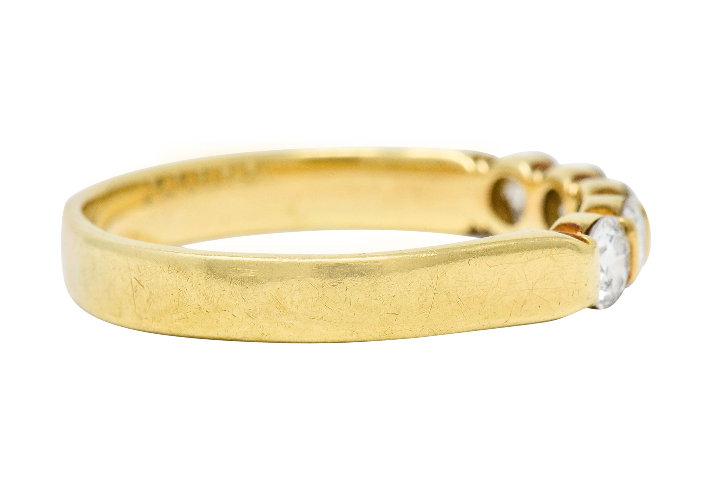 Vintage 0.65 CTW Diamond 18 Karat Gold Five Stone Anniversary Band Ring - Wilson's Estate Jewelry
