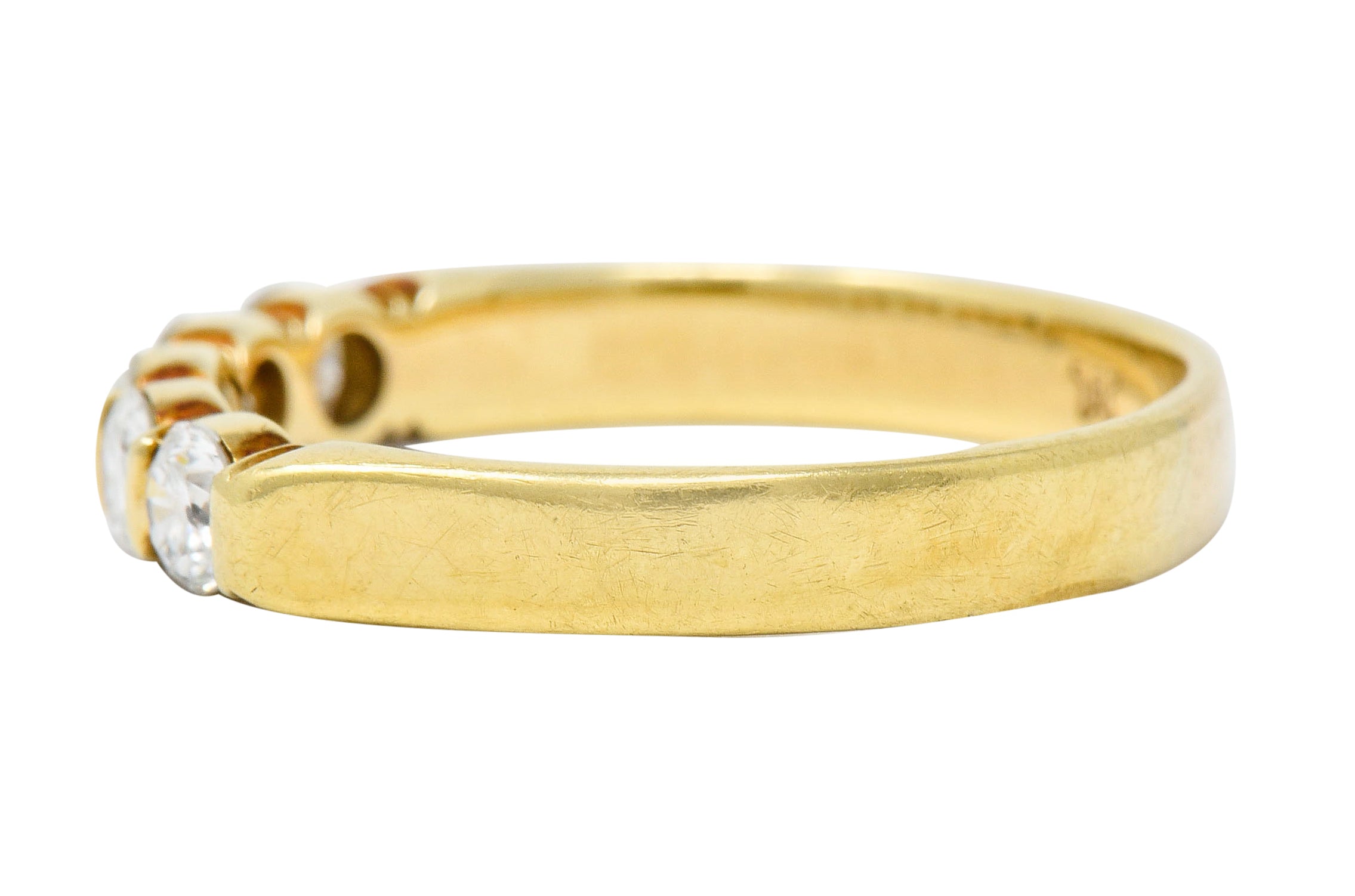 Vintage 0.65 CTW Diamond 18 Karat Gold Five Stone Anniversary Band Ring - Wilson's Estate Jewelry
