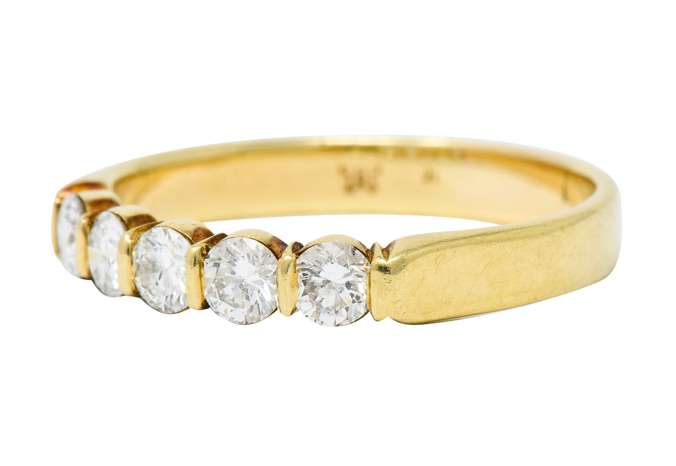 Vintage 0.65 CTW Diamond 18 Karat Gold Five Stone Anniversary Band Ring - Wilson's Estate Jewelry