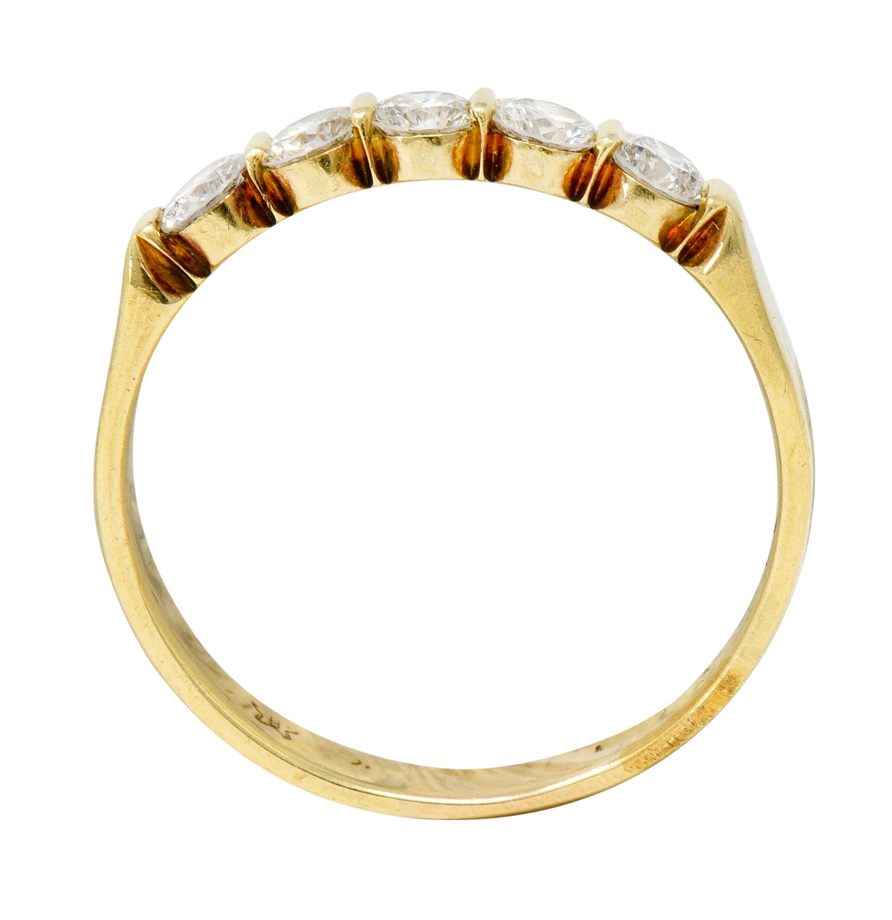 Vintage 0.65 CTW Diamond 18 Karat Gold Five Stone Anniversary Band Ring - Wilson's Estate Jewelry