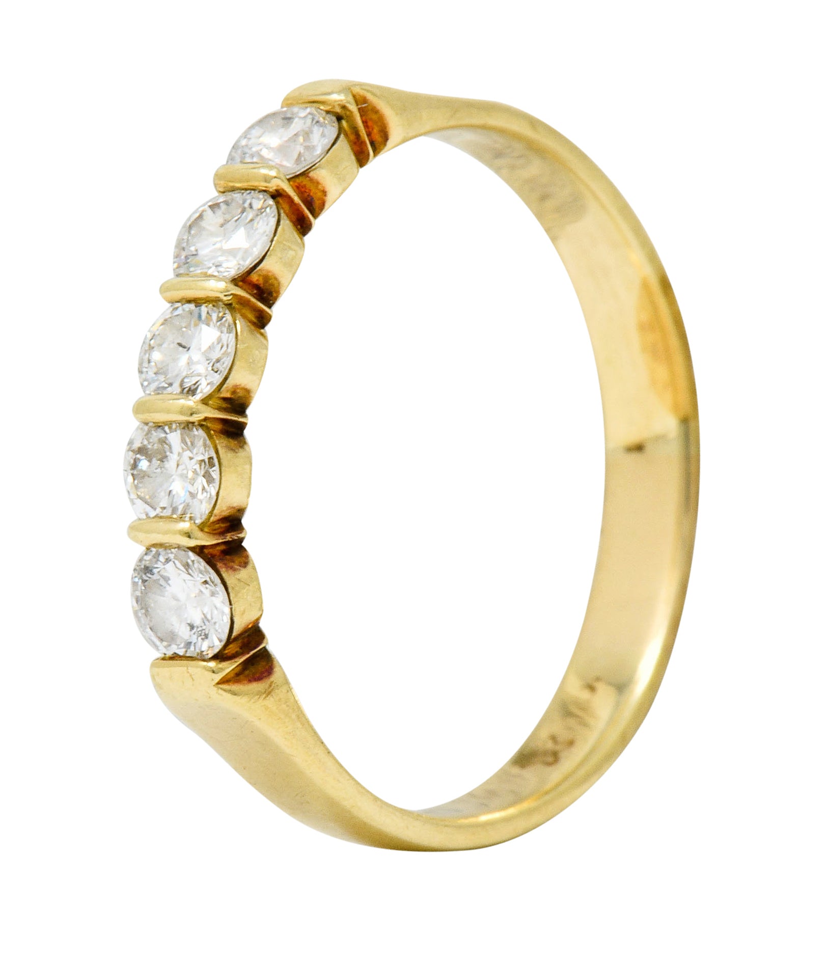 Vintage 0.65 CTW Diamond 18 Karat Gold Five Stone Anniversary Band Ring - Wilson's Estate Jewelry