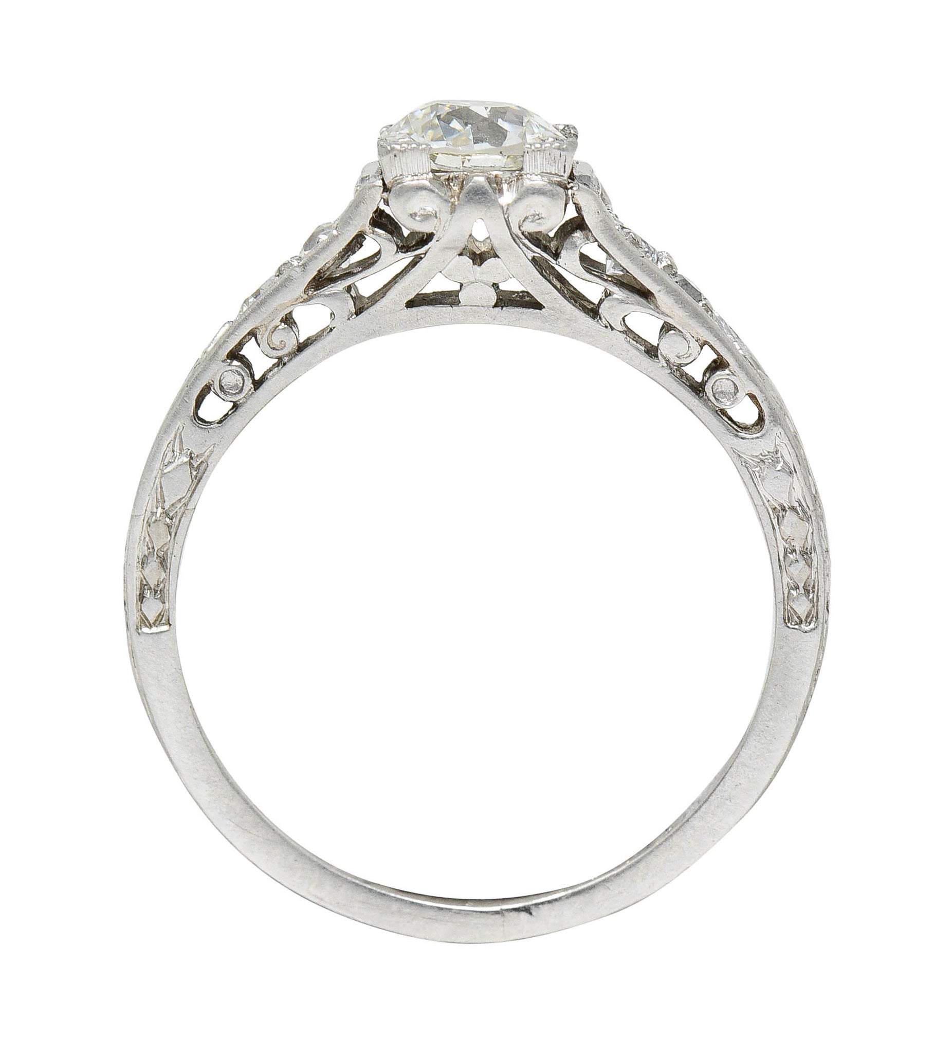 Art Deco 0.67 CTW Diamond Platinum Filigree Engagement RingRing - Wilson's Estate Jewelry