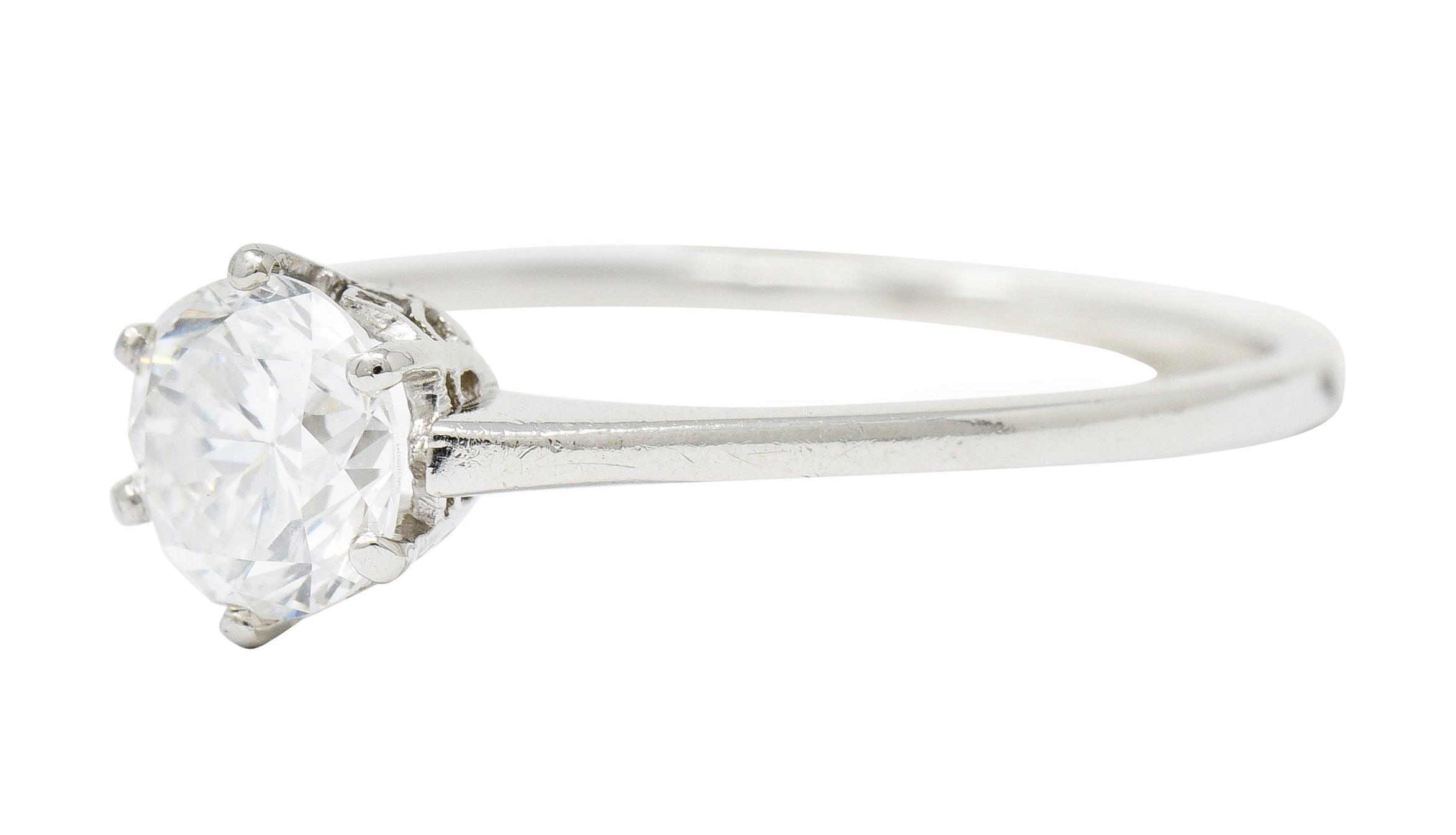 Edwardian 0.93 CTW Diamond Platinum Solitaire Engagement Ring GIA - Wilson's Estate Jewelry