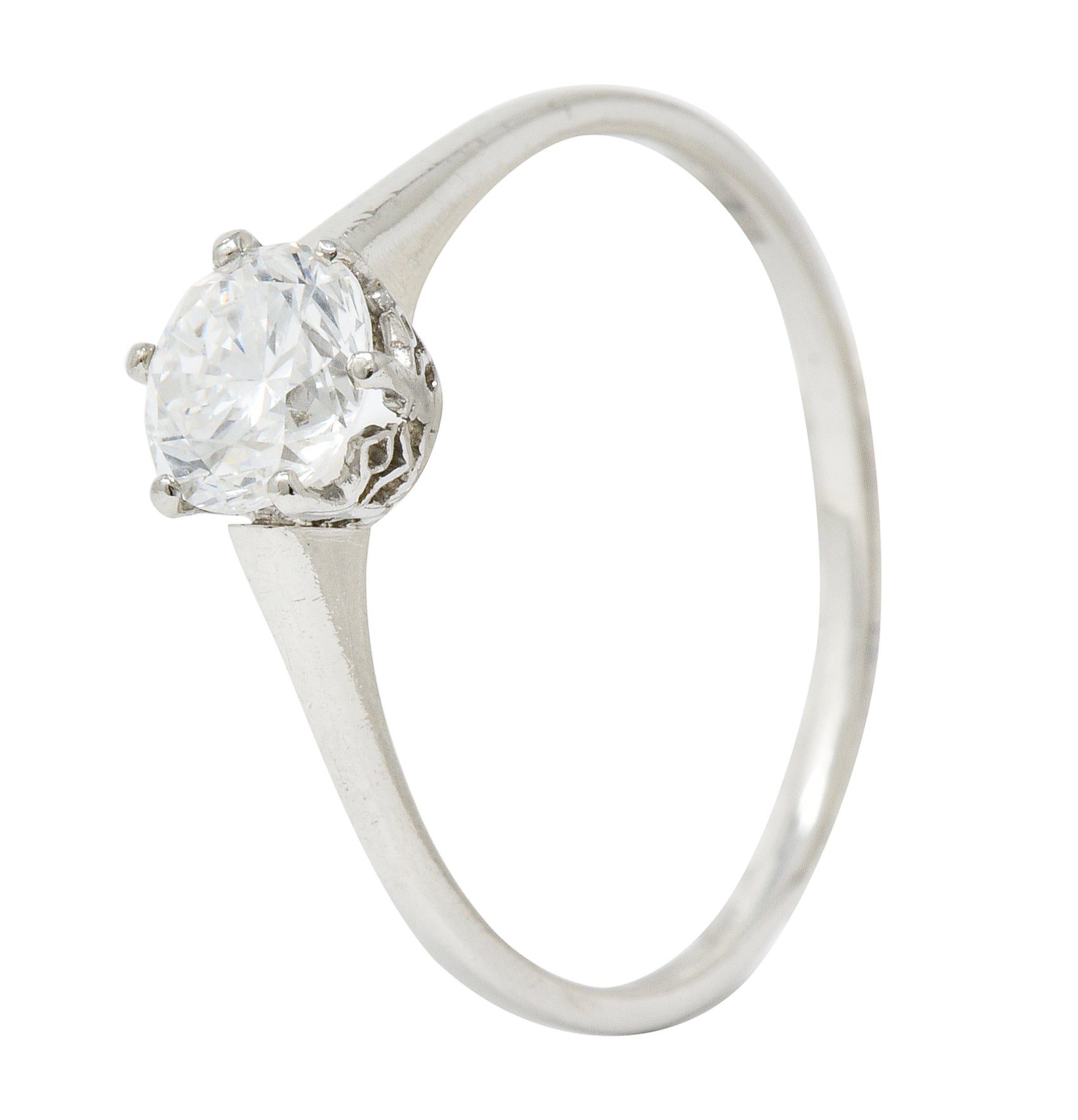 Edwardian 0.93 CTW Diamond Platinum Solitaire Engagement Ring GIA - Wilson's Estate Jewelry