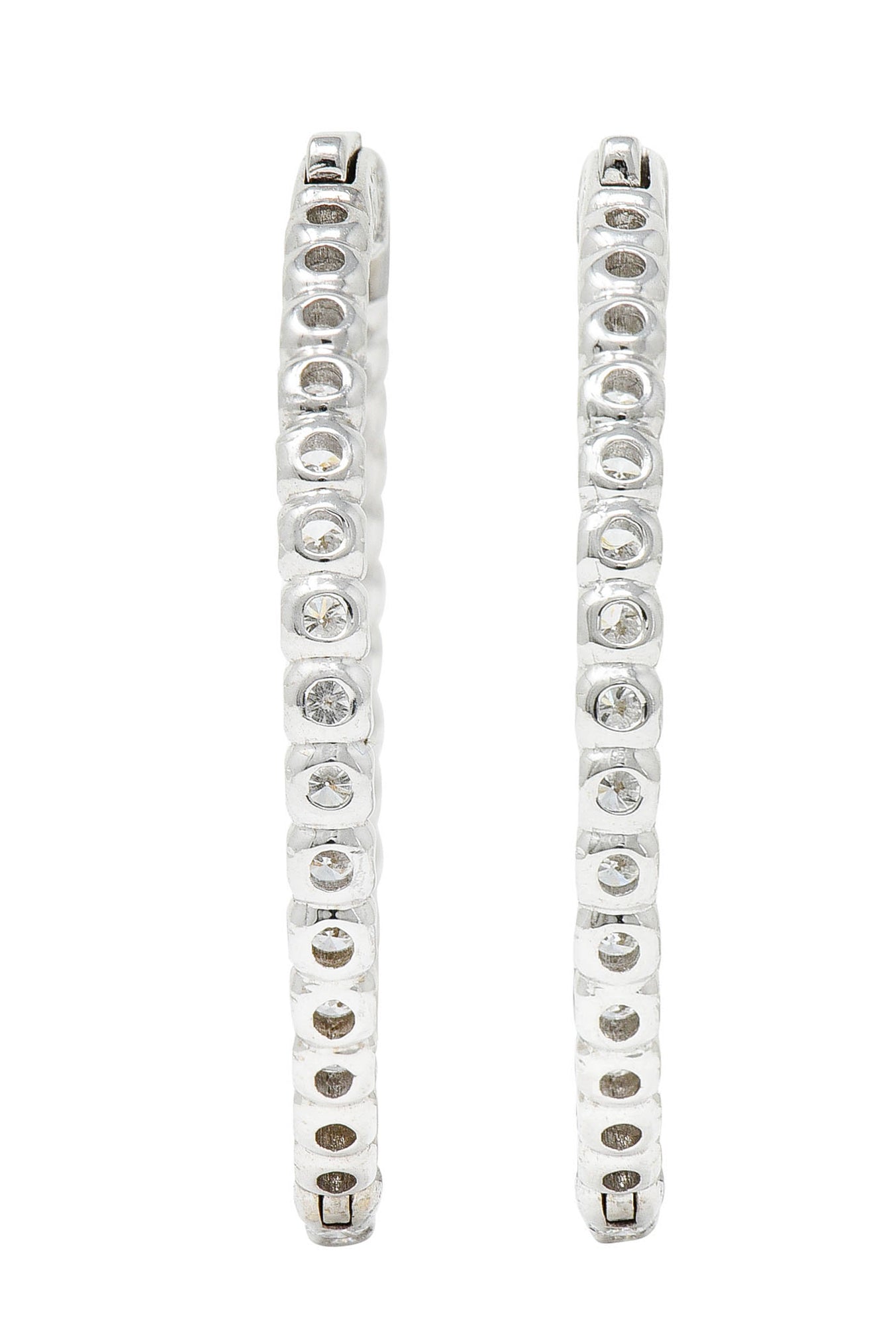 .11111 Contemporary 3.00 CTW Diamond 14 Karat White Gold 35 MM Hoop EarringsEarrings - Wilson's Estate Jewelry