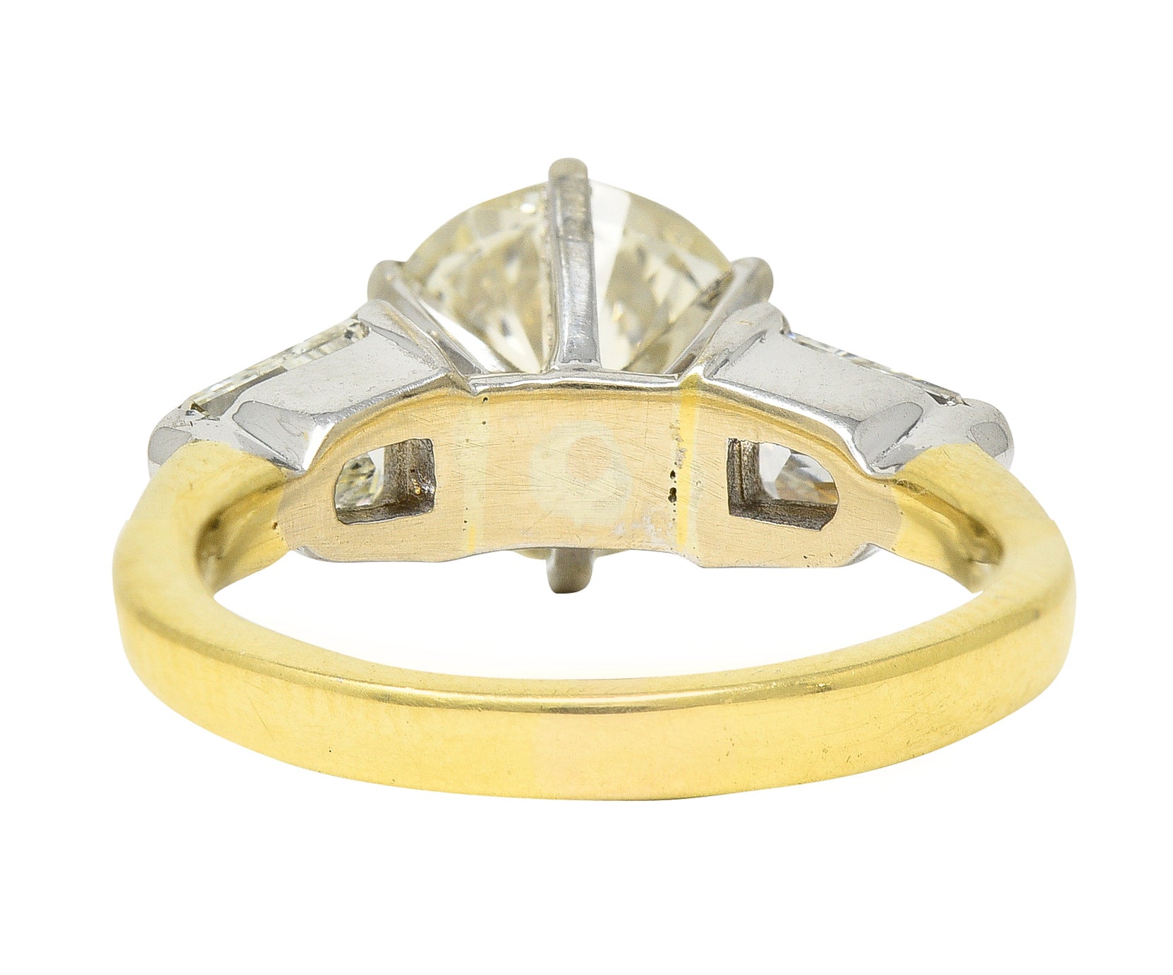 Vintage 2.55 CTW Platinum 18 Karat Two-Tone Gold Engagement Ring Wilson's Estate Jewelry